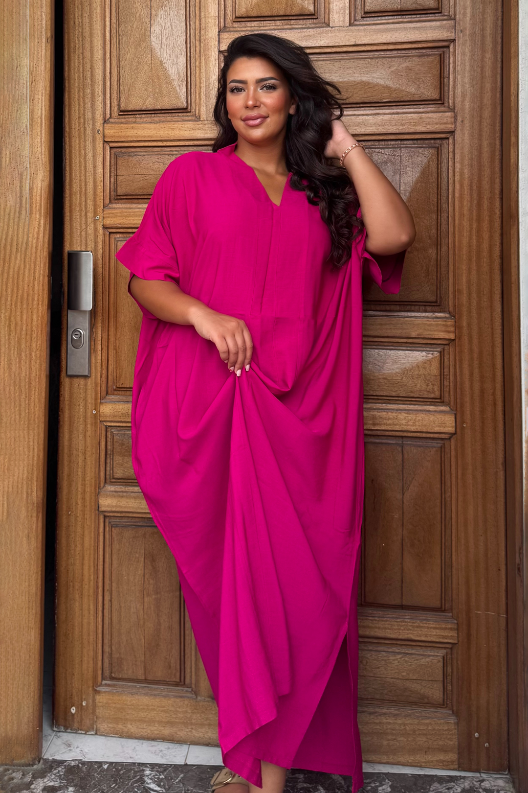 Gandoura – Robe Minimaliste Chic Rose Fuchsia Oversize