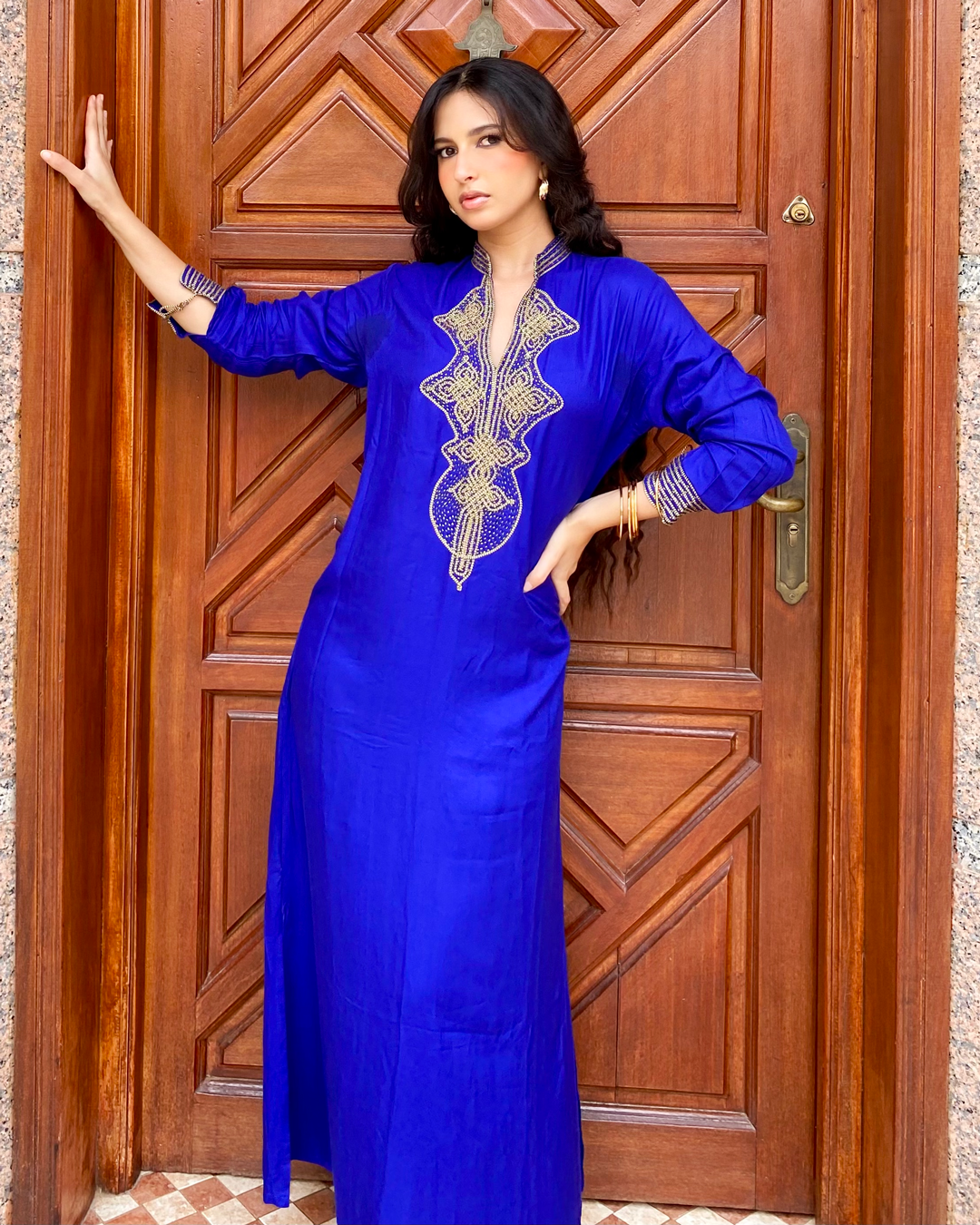 Kaftan – Moroccan Embroidered Dress Tunic with Pearls