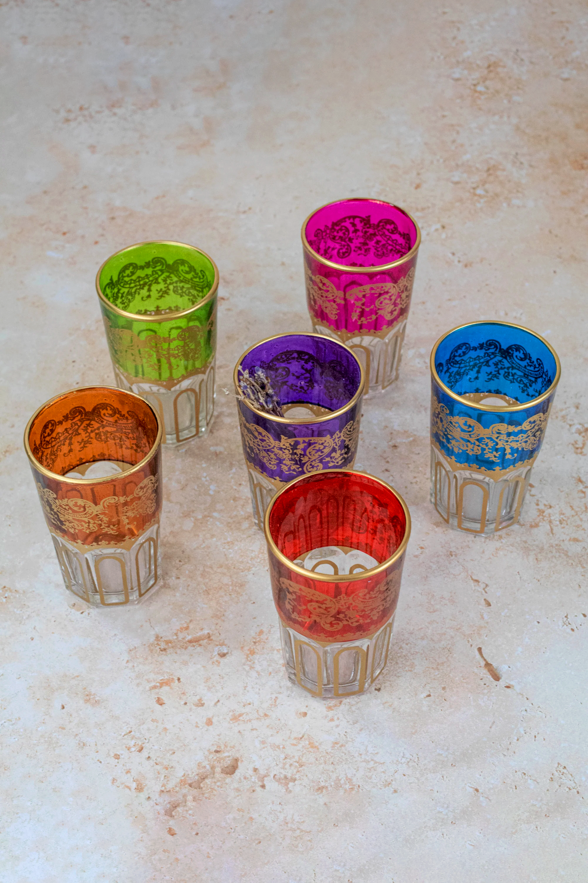 Set of 6 Colorful Glasses – Hand-painted Glassware