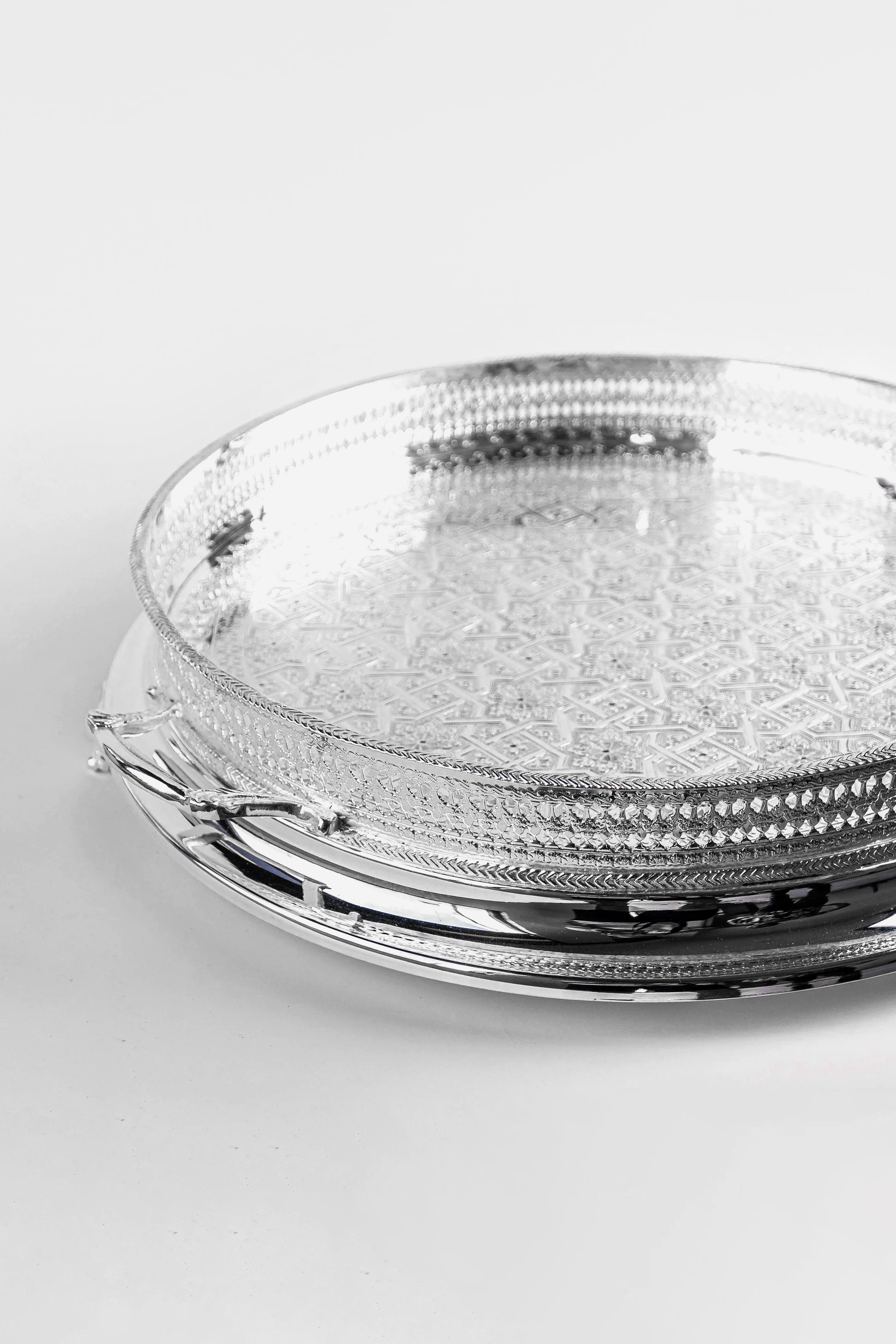 Moroccan Beldi Serving Tray in Silver