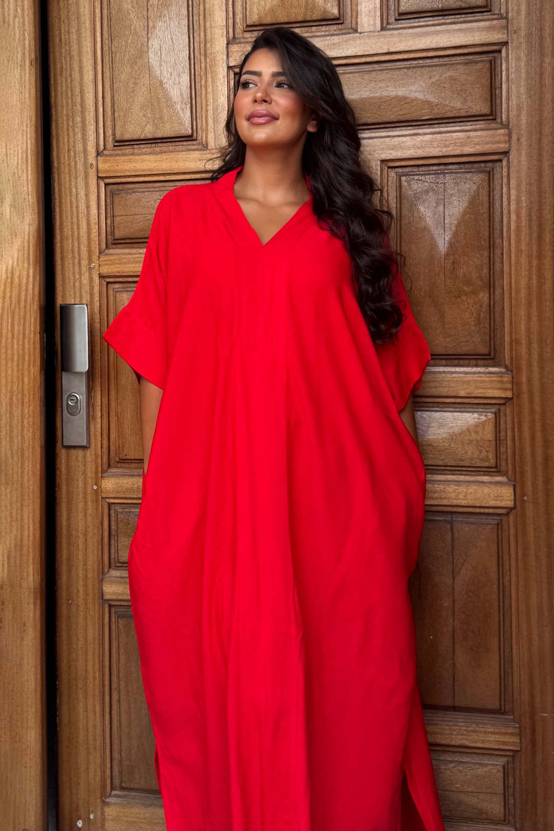 Gandoura – Robe Minimaliste Chic Rouge Oversize