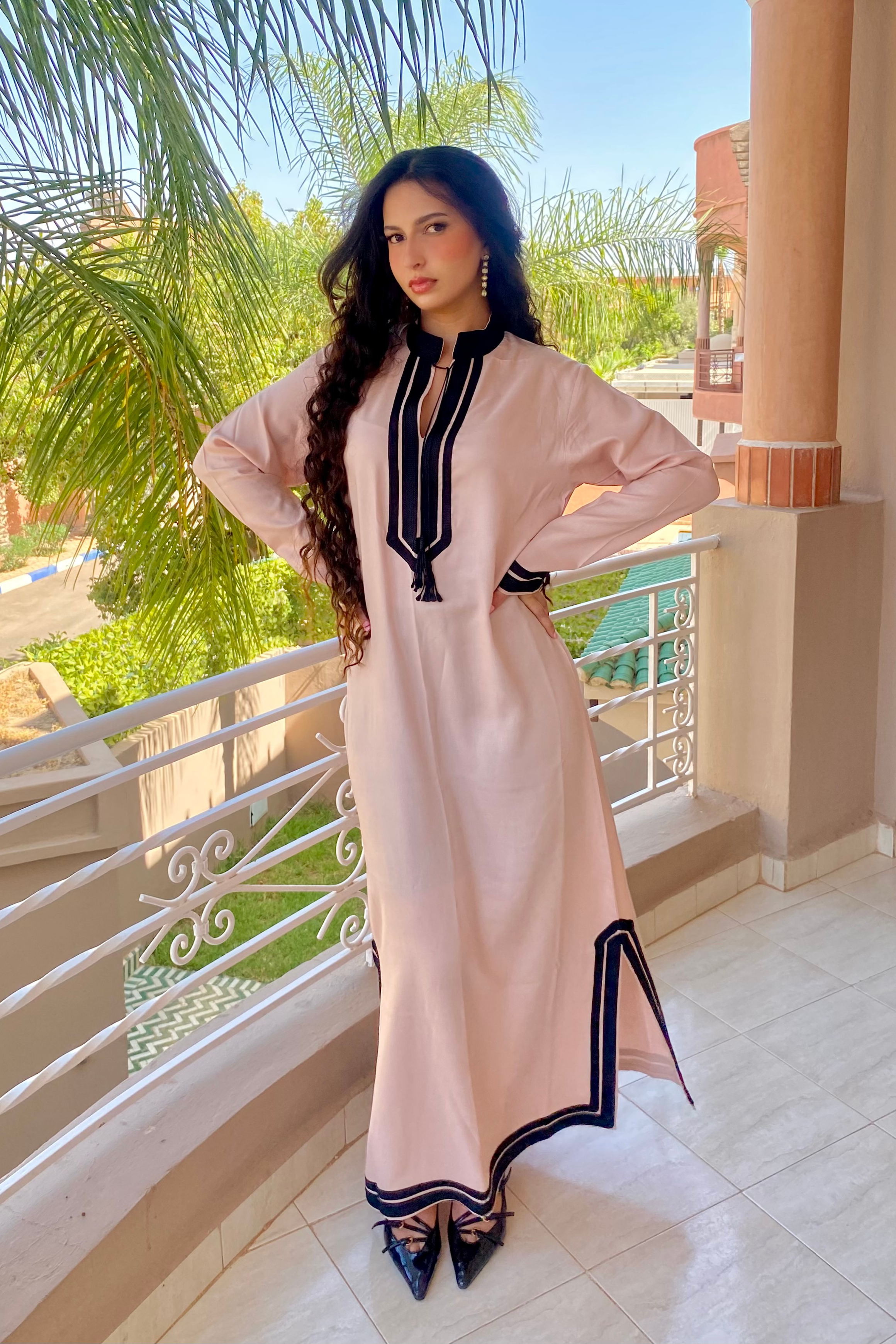 Kaftan – Chic Beige Tunic Dress with Long Sleeves
