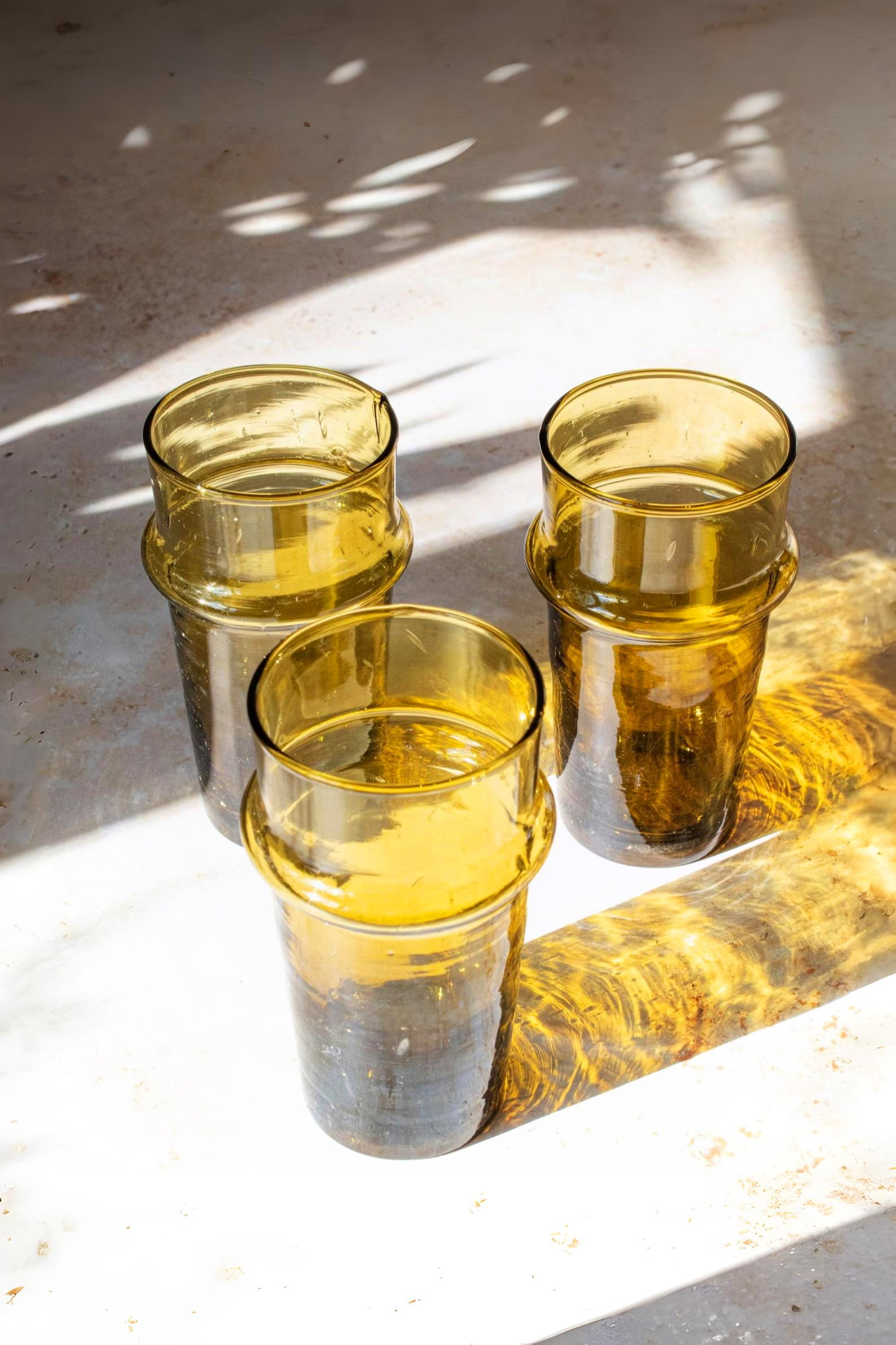 Set of 6 Moroccan Beldi Amber Glasses