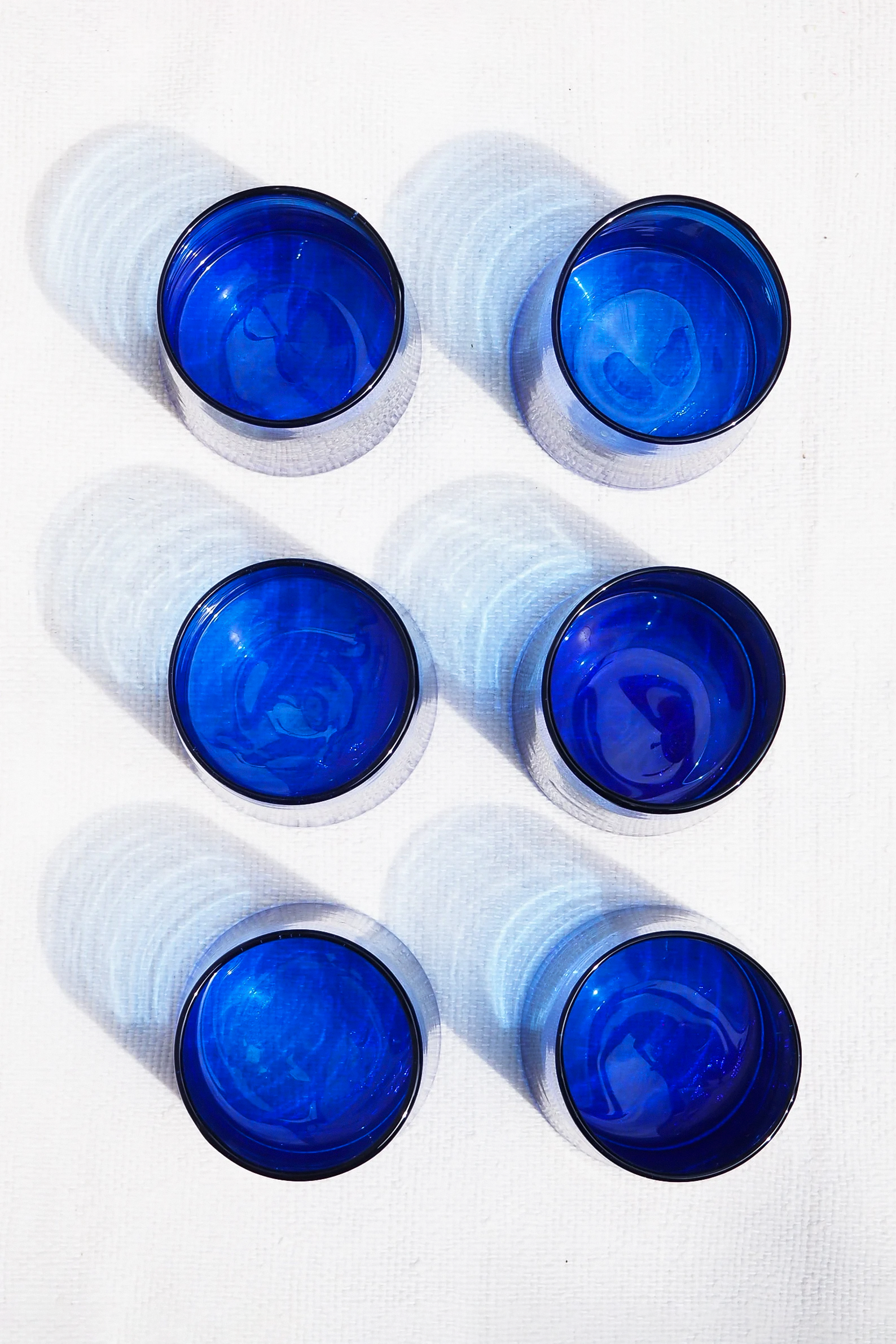 Set of 6 Moroccan Beldi Blue Tumbler Glass