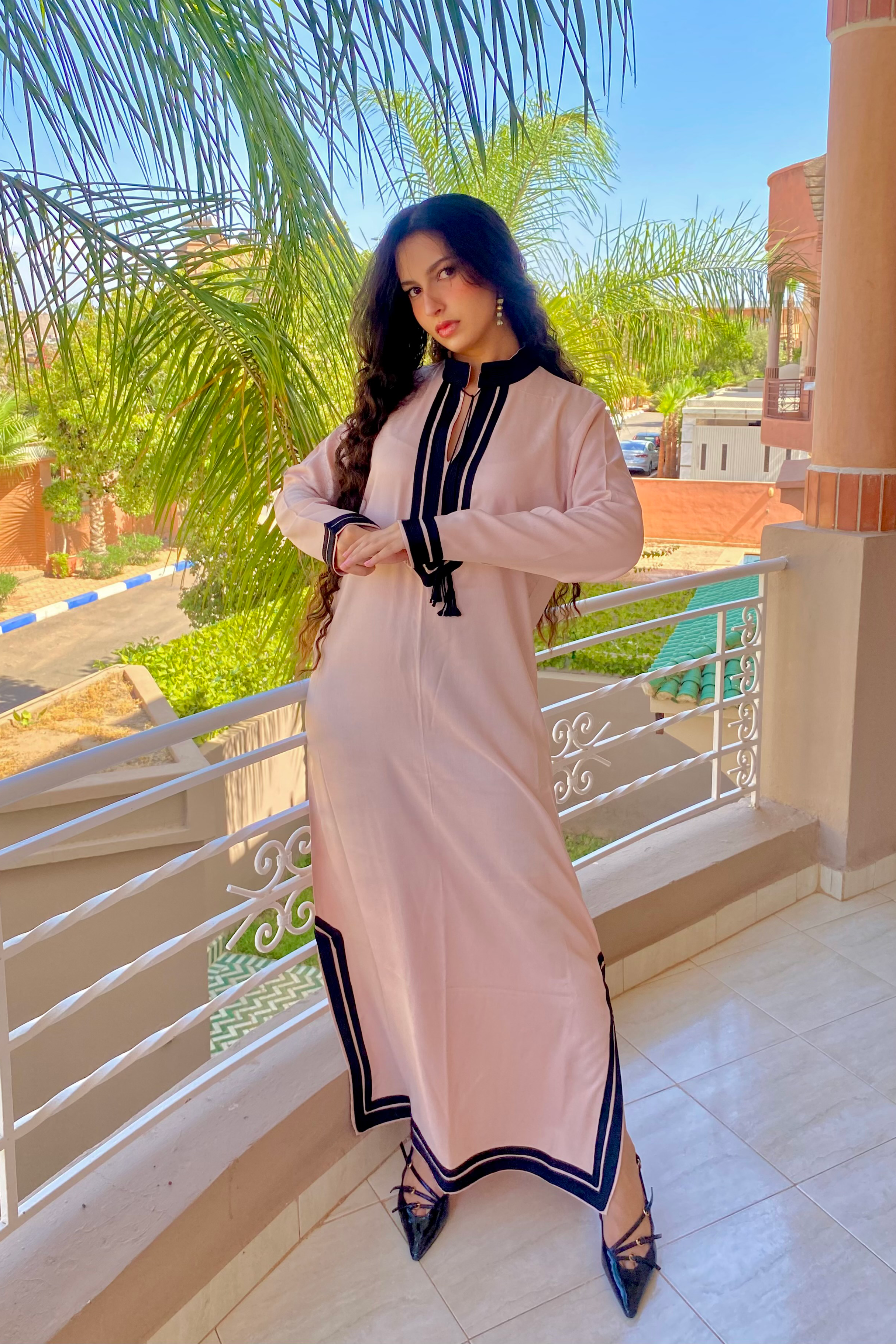 Kaftan – Chic Beige Tunic Dress with Long Sleeves