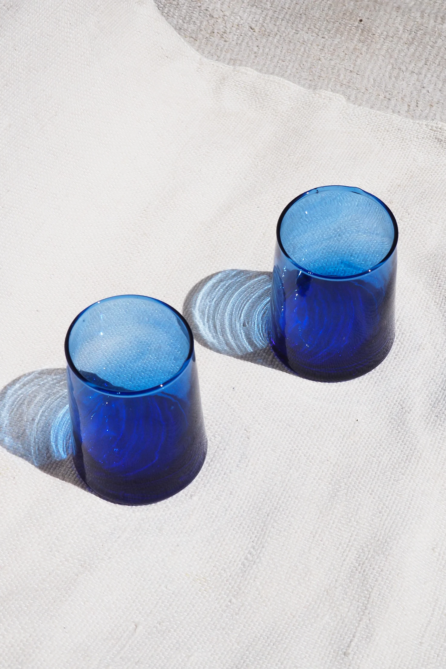 Set of 6 Moroccan Beldi Blue Tumbler Glass