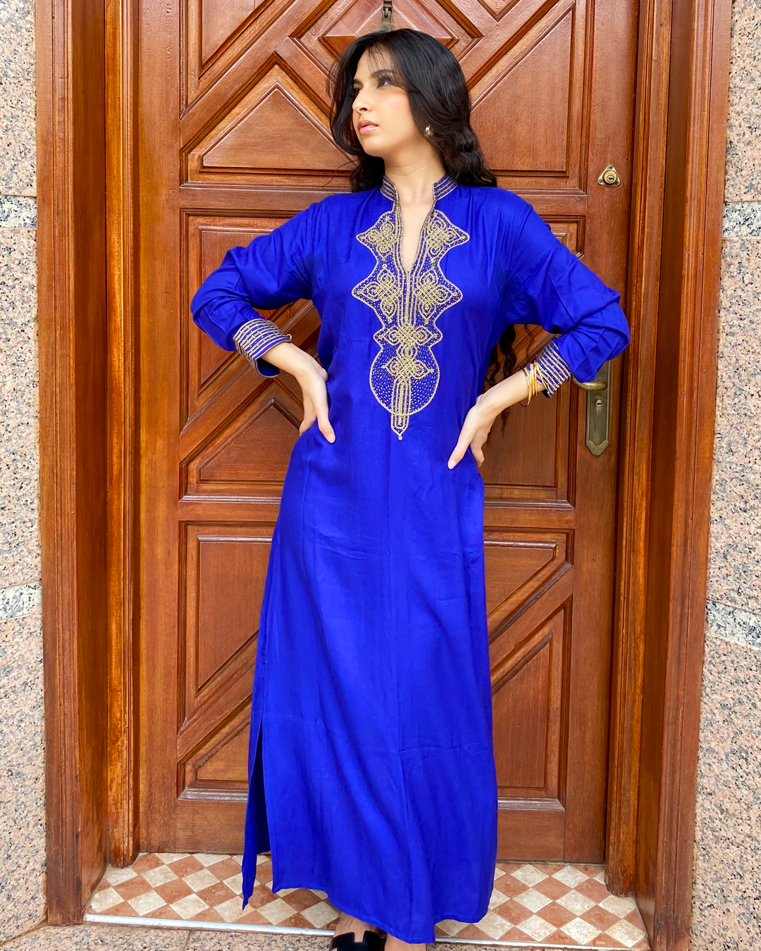 Kaftan – Moroccan Embroidered Dress Tunic with Pearls