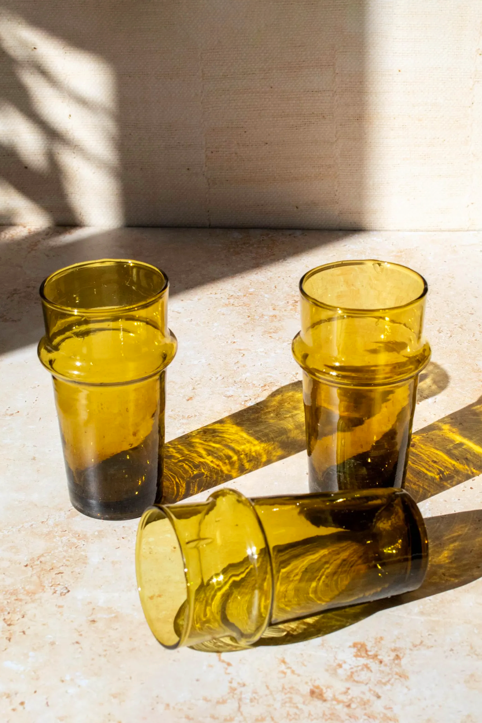 Set of 6 Moroccan Beldi Amber Glasses
