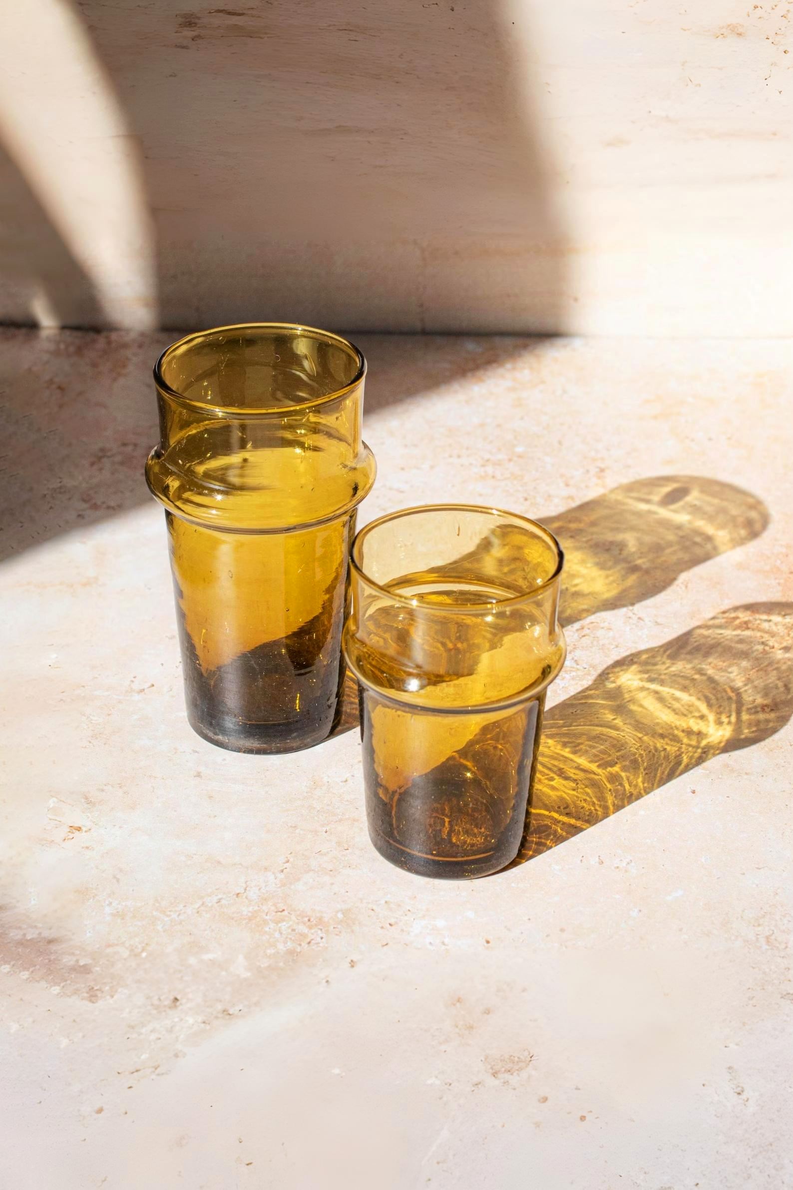 Set of 6 Moroccan Beldi Amber Glasses
