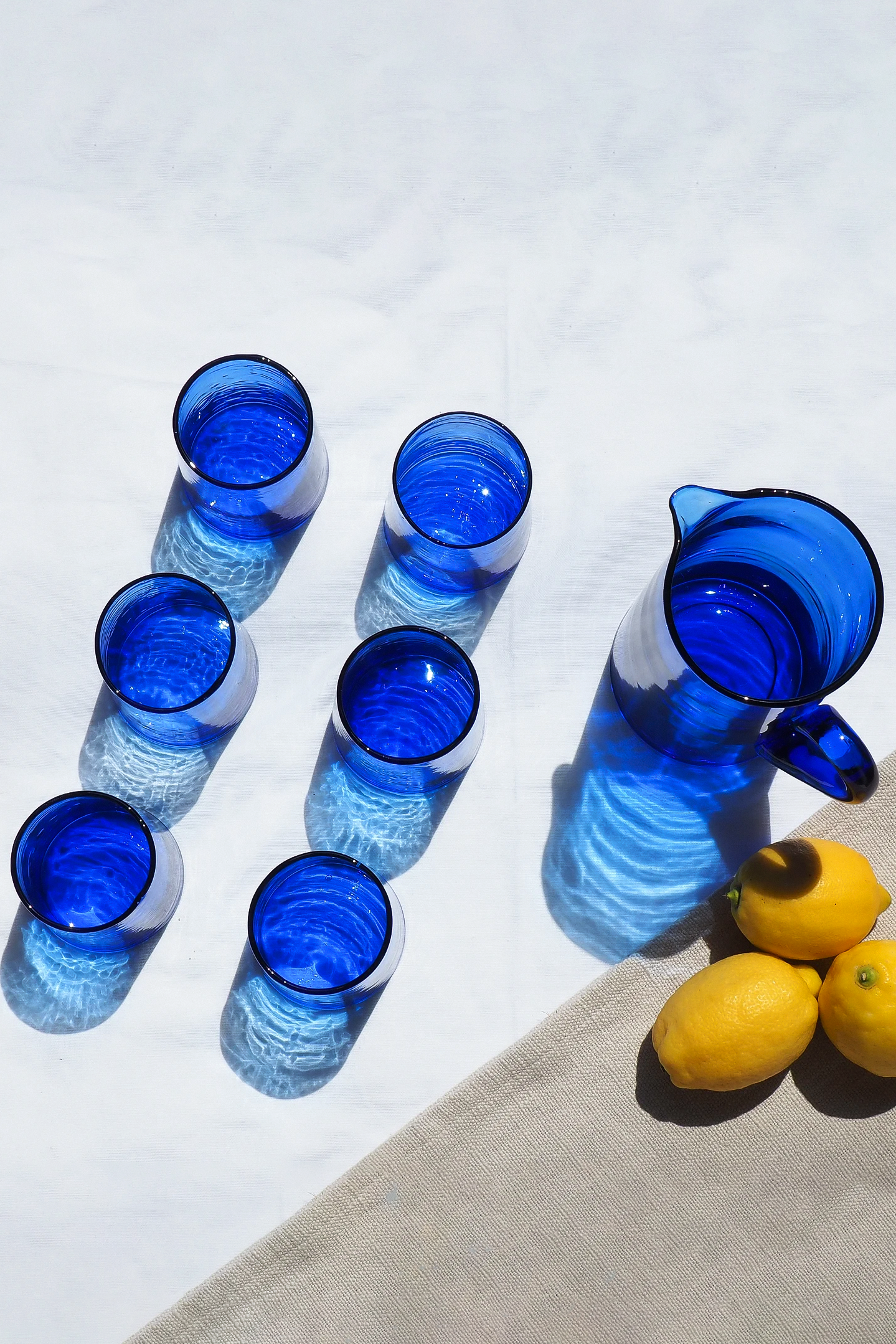 Set of 6 Moroccan Beldi Blue Tumbler Glass