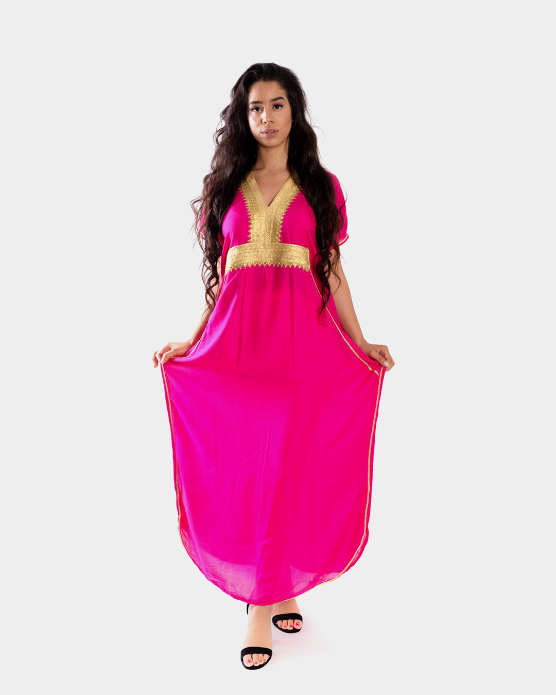 Gandoura – Robe Orientale Marocaine avec Broderie Dorée