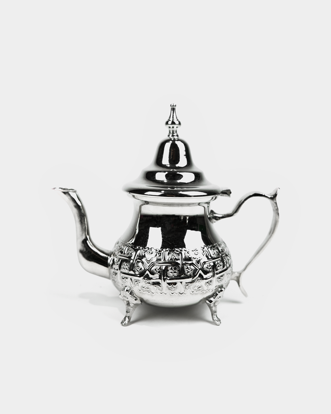 Moroccan Beldi Teapots with Legs in Silver