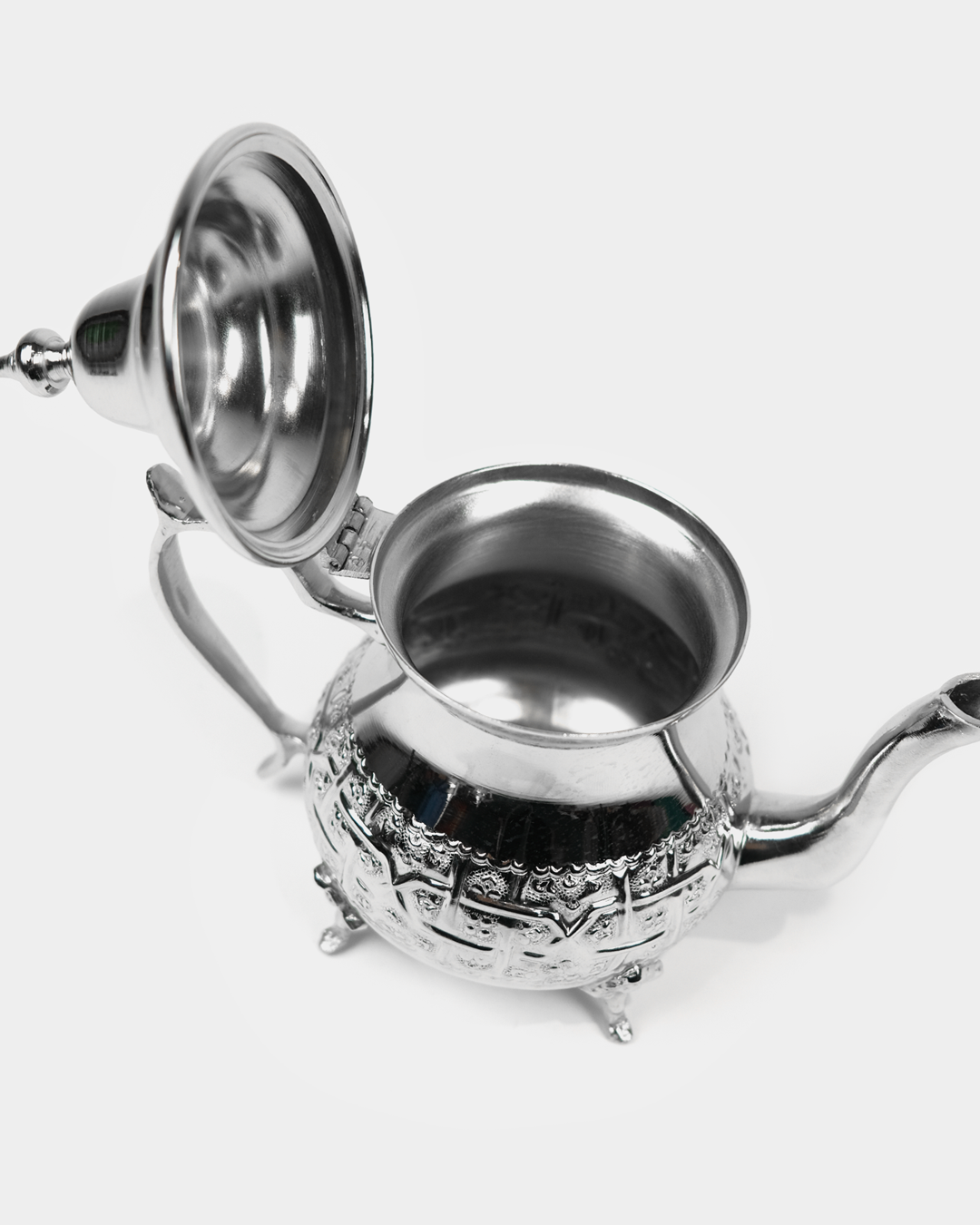 Moroccan Beldi Teapots with Legs in Silver