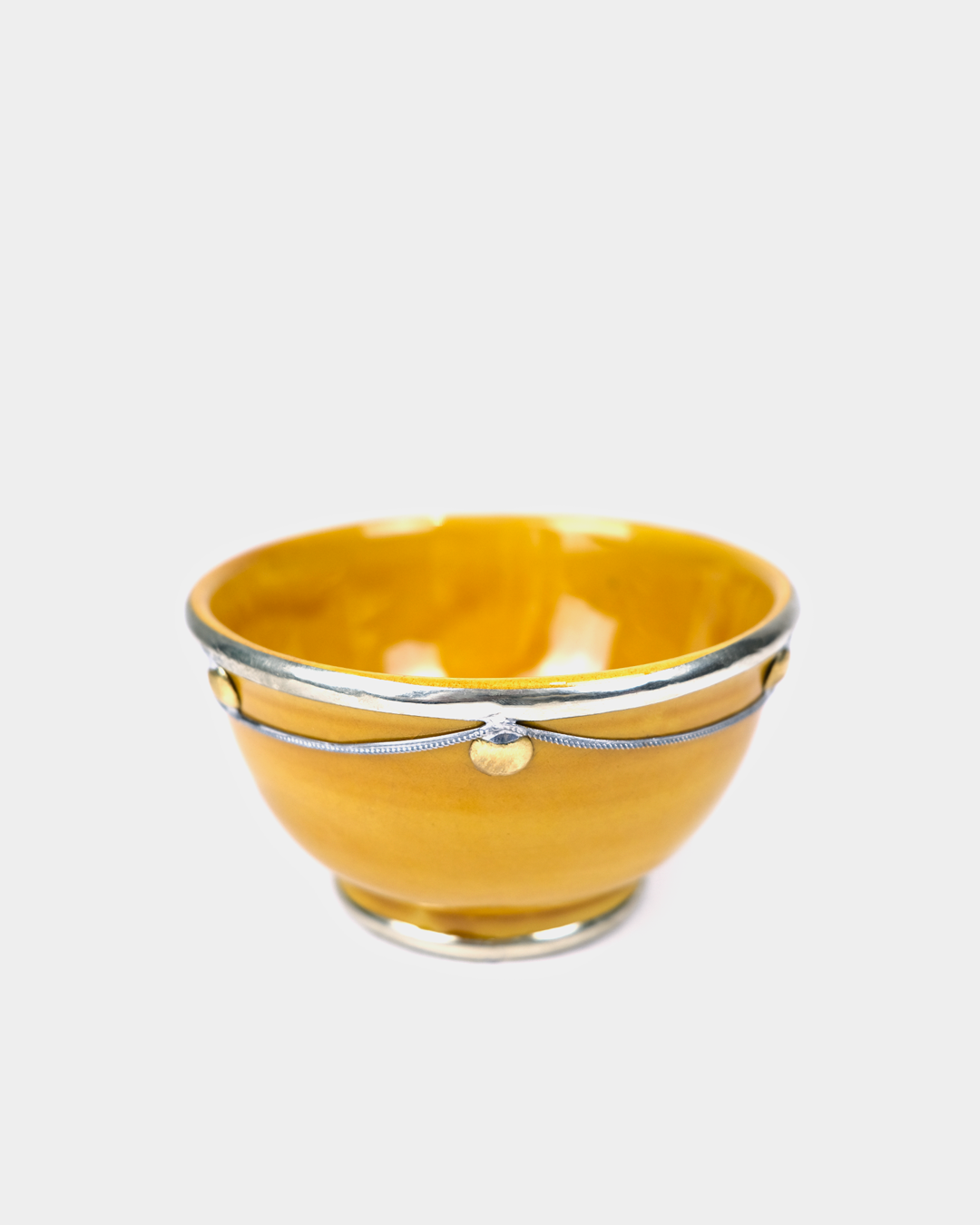 Moroccan Beldi Ceramic Bowls with Silver Design