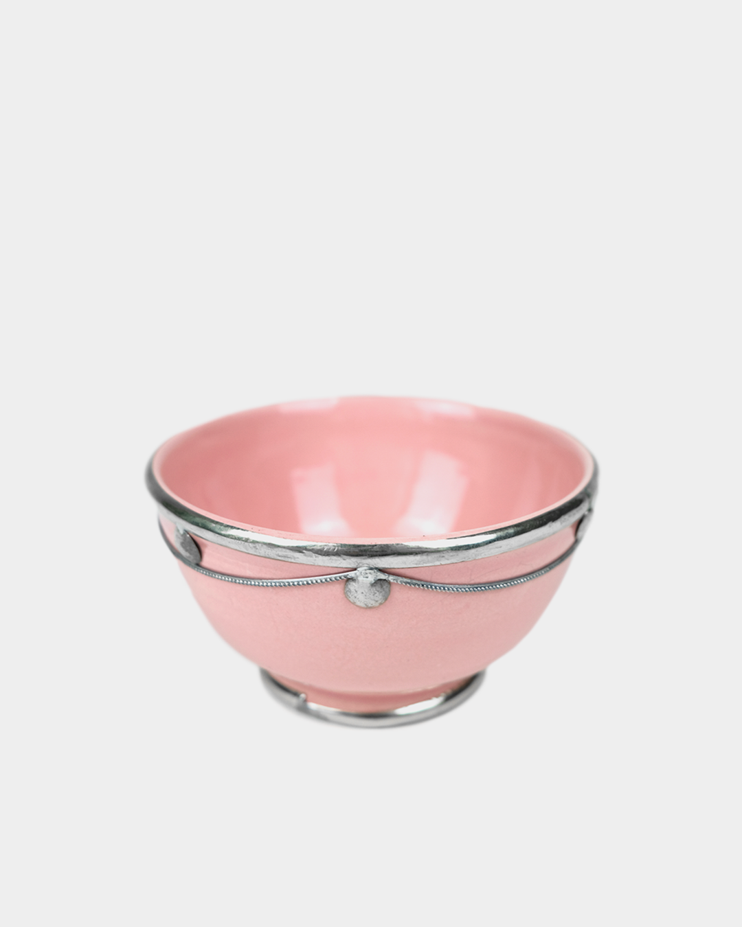 Moroccan Beldi Ceramic Bowls with Silver Design