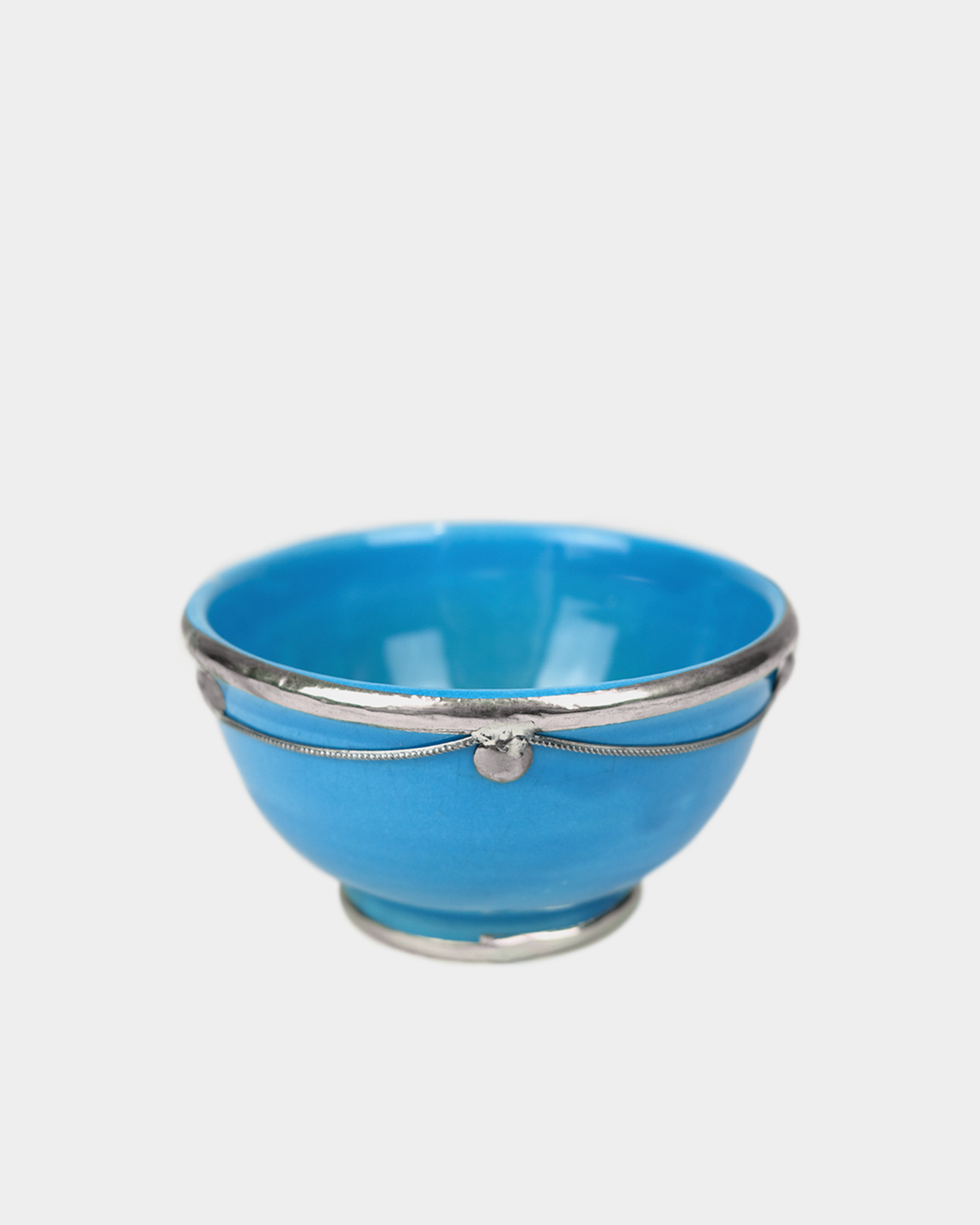 Moroccan Beldi Ceramic Bowls with Silver Design