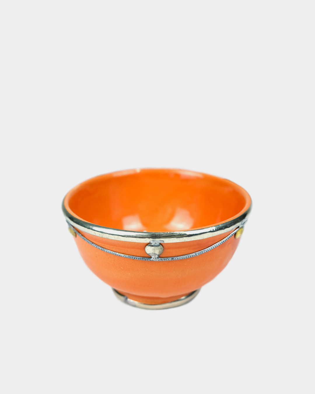 Moroccan Beldi Ceramic Bowls with Silver Design