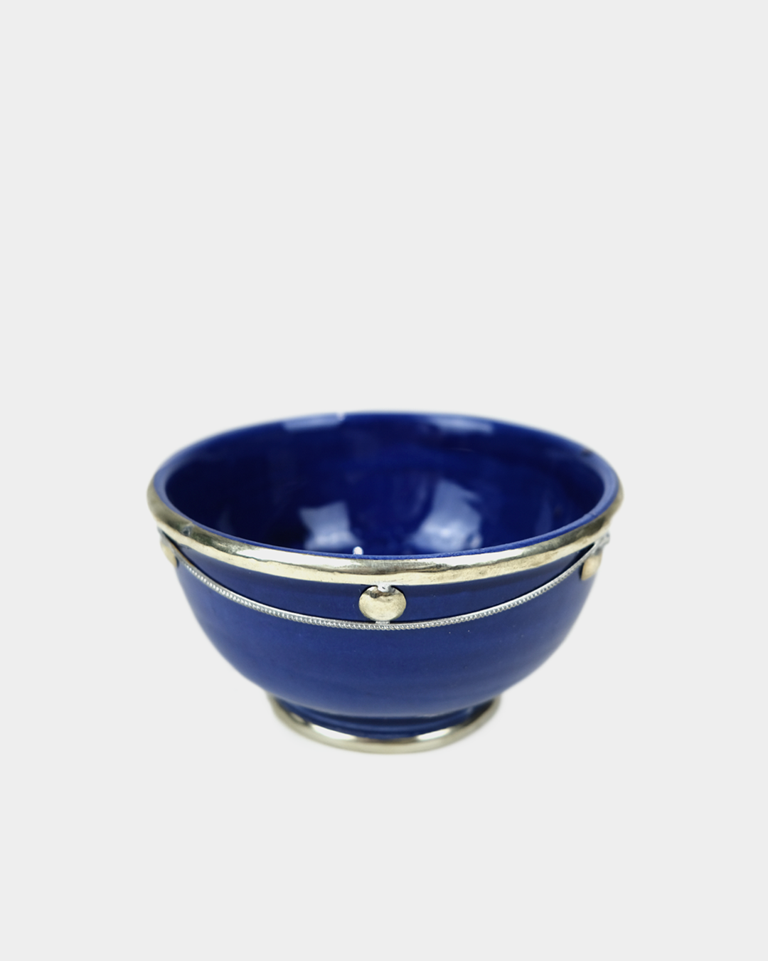 Moroccan Beldi Ceramic Bowls with Silver Design
