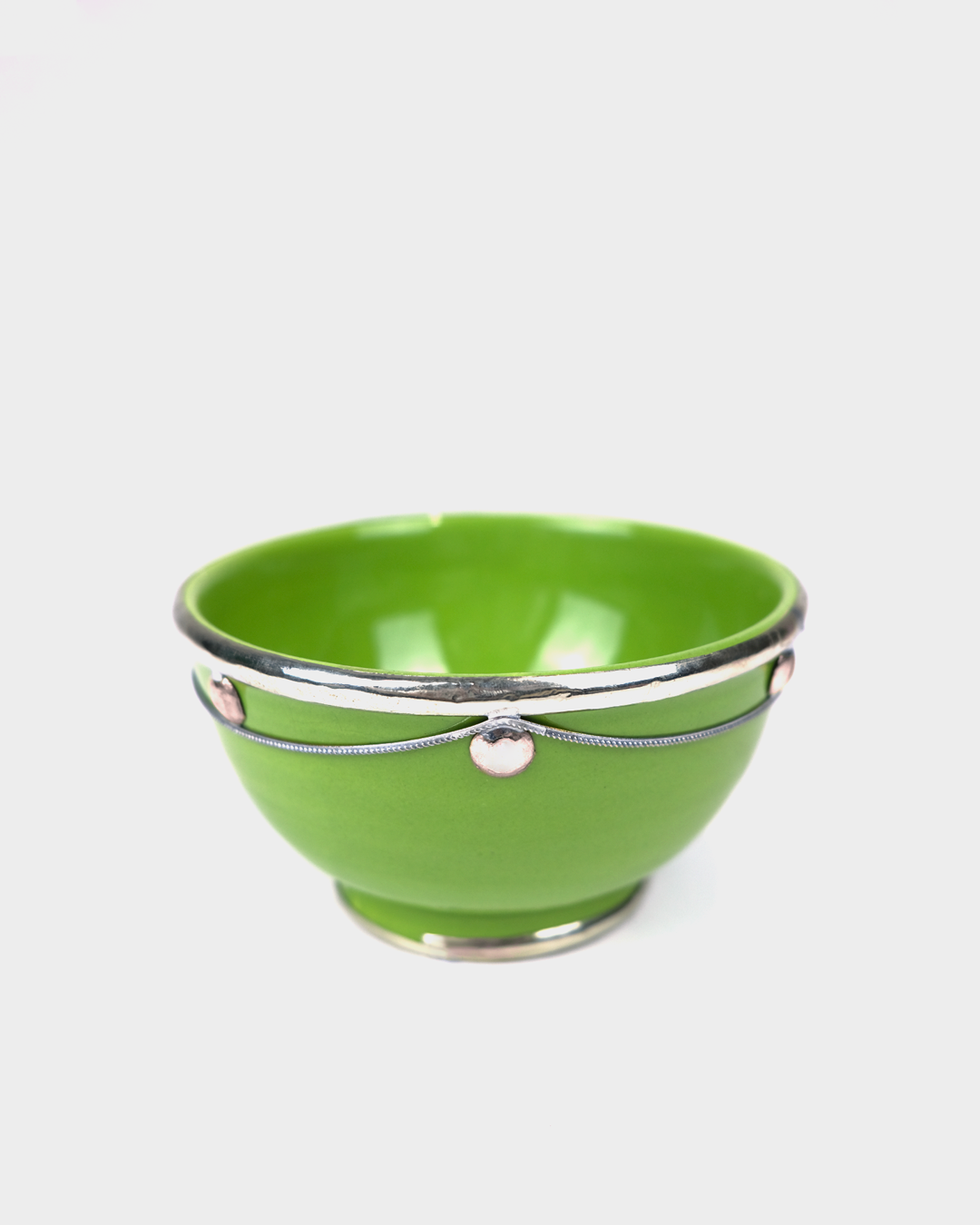 Moroccan Beldi Ceramic Bowls with Silver Design