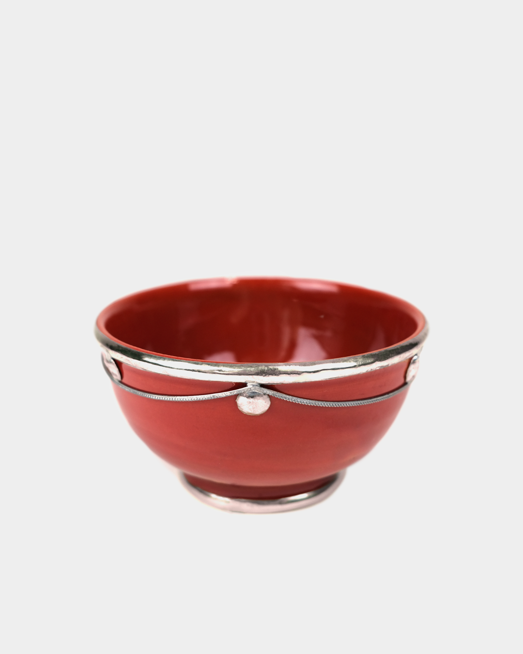 Moroccan Beldi Ceramic Bowls with Silver Design