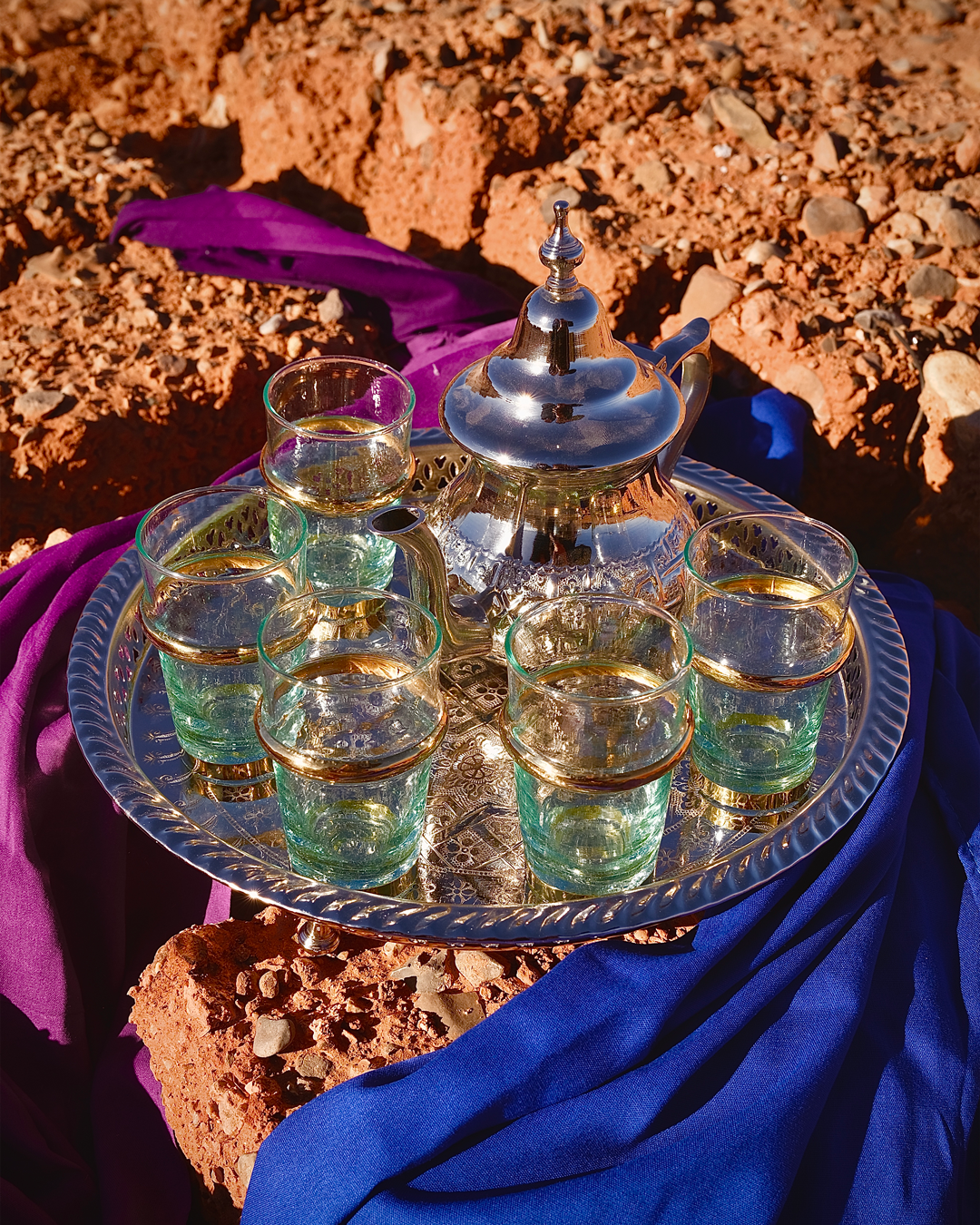 Set 6 Verres à Thé Marocains avec Finitions Dorées