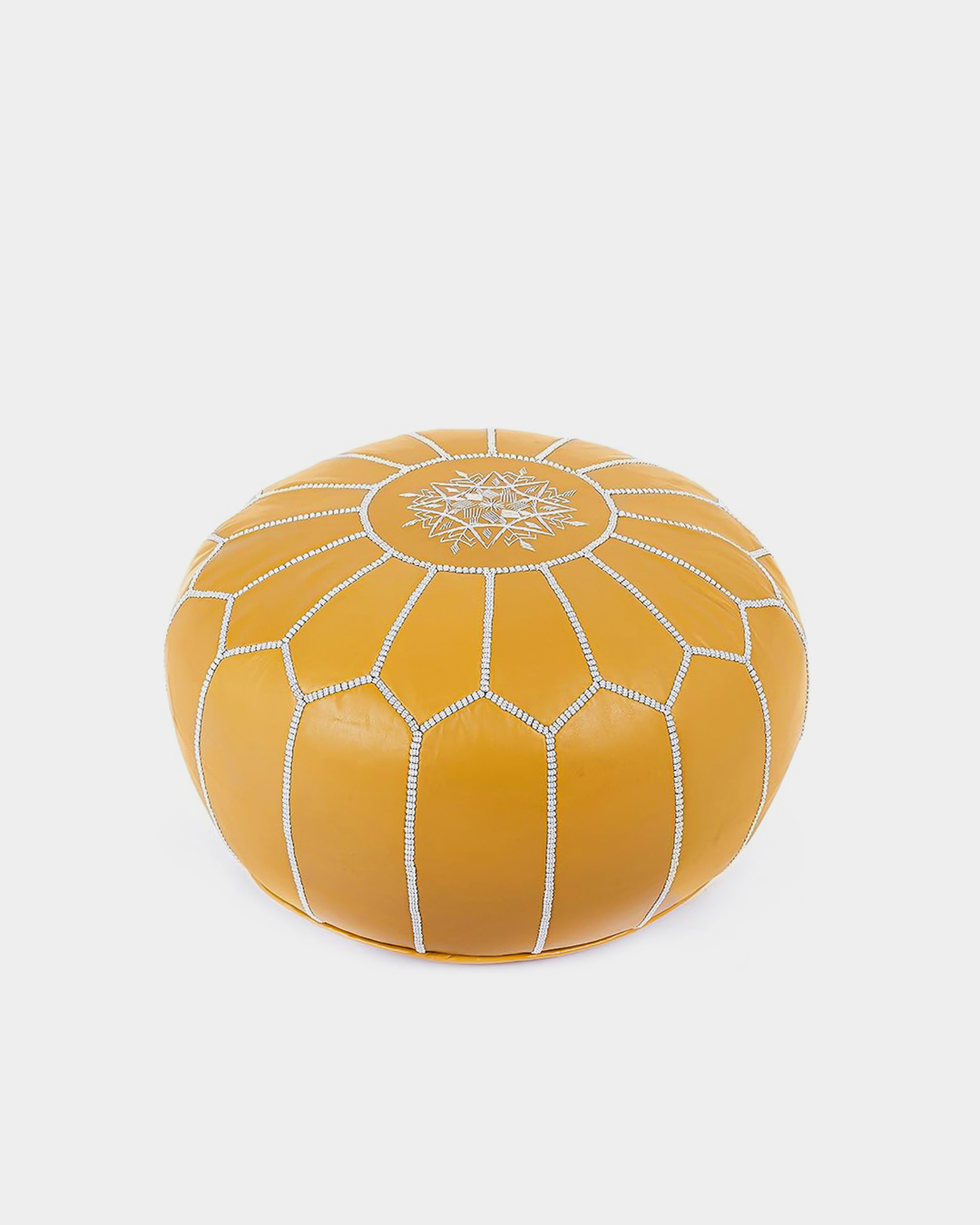 Pouf Marocain en Cuir avec Broderie Traditionnelle