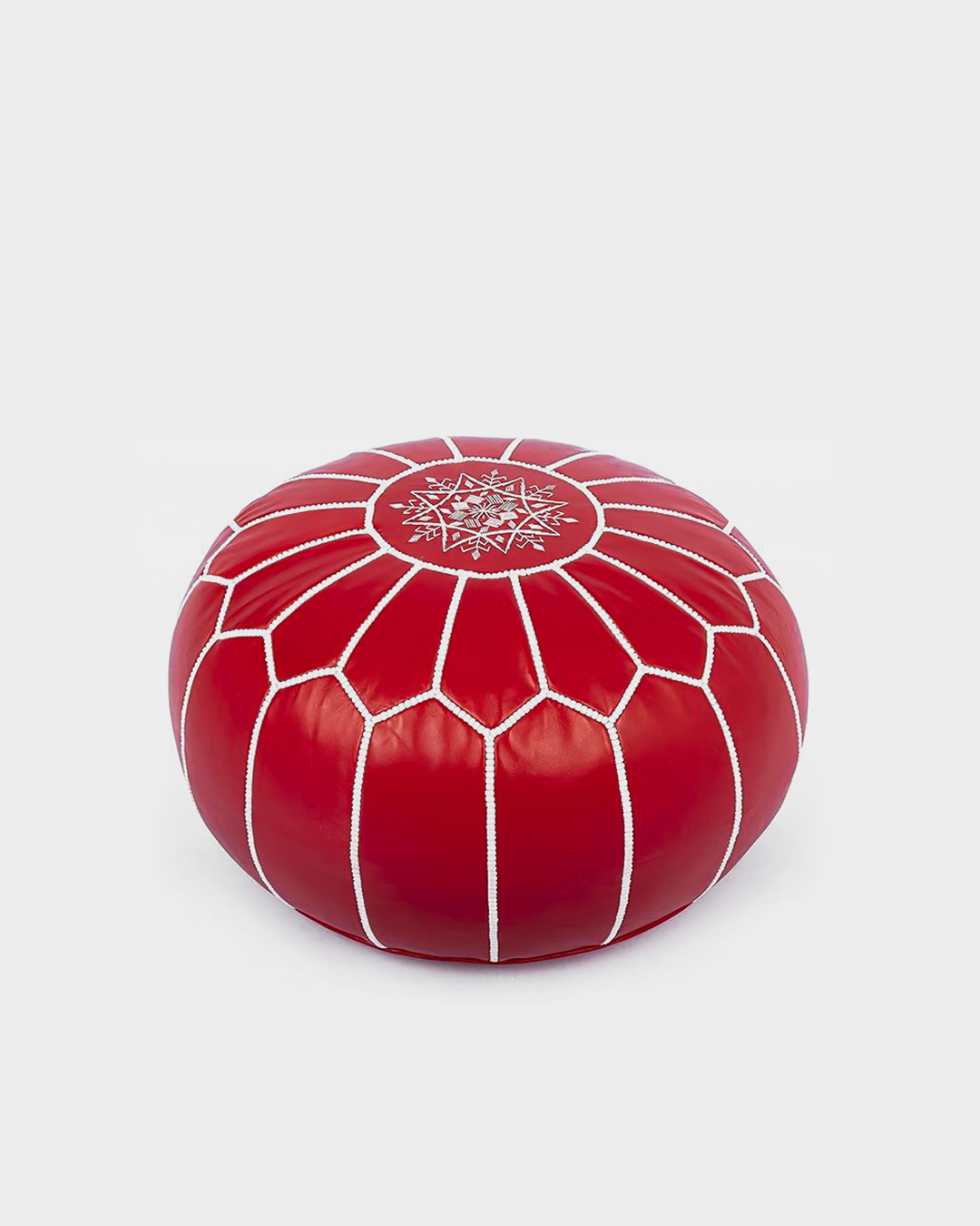 Pouf Marocain en Cuir avec Broderie Traditionnelle