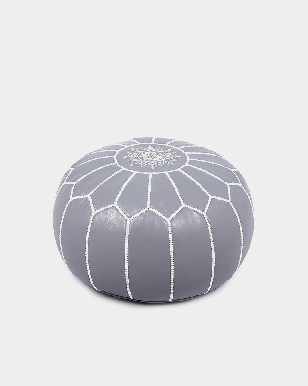 Pouf Marocain en Cuir avec Broderie Traditionnelle