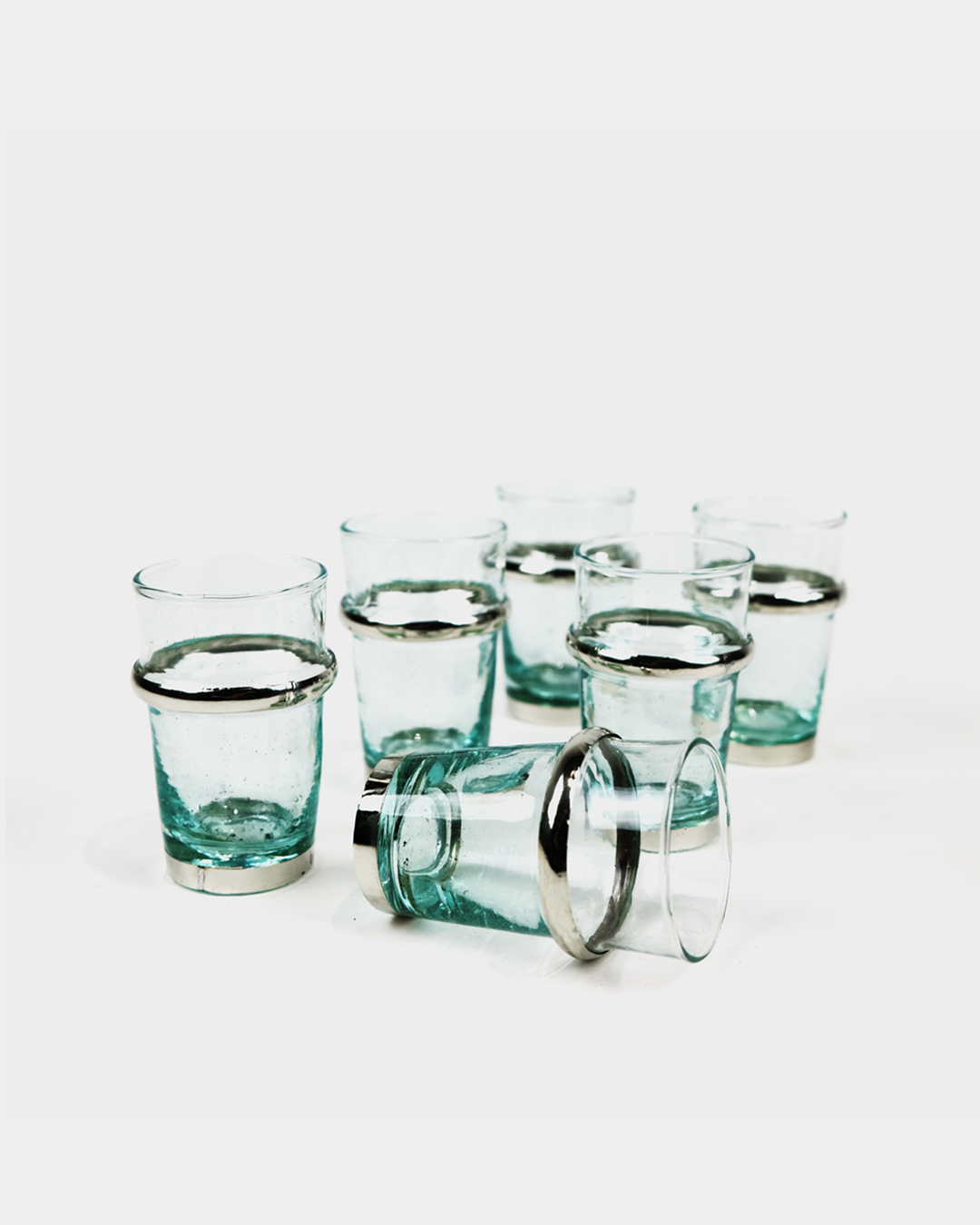 Set de 6 Verres à Thé Marocains avec Finitions Argentées
