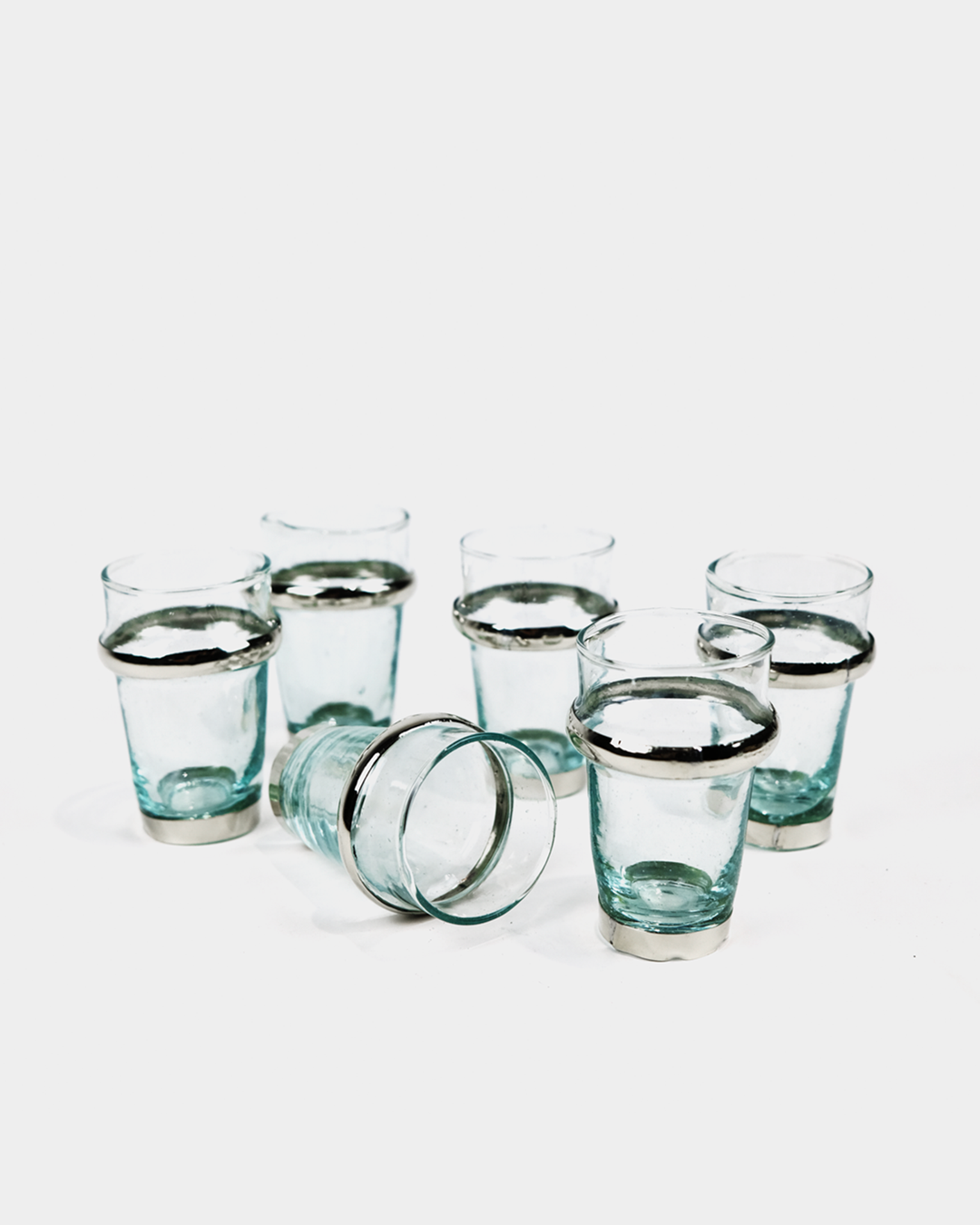 Set de 6 Verres à Thé Marocains avec Finitions Argentées