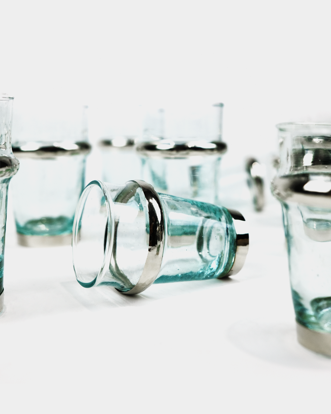 Set de 6 Verres à Thé Marocains avec Finitions Argentées