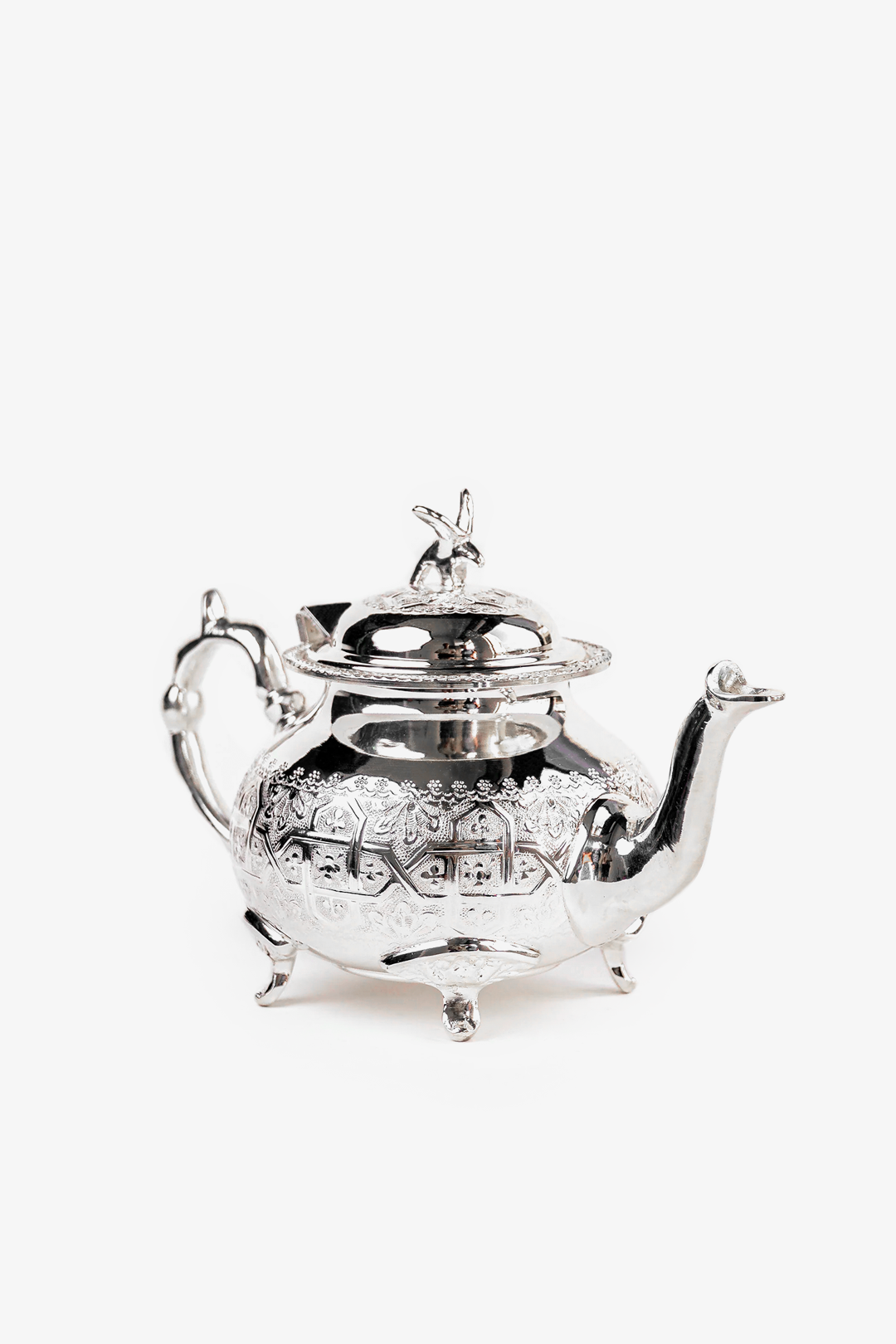 Sakr – Moroccan Silver Legs Teapot with Traditional Engravings