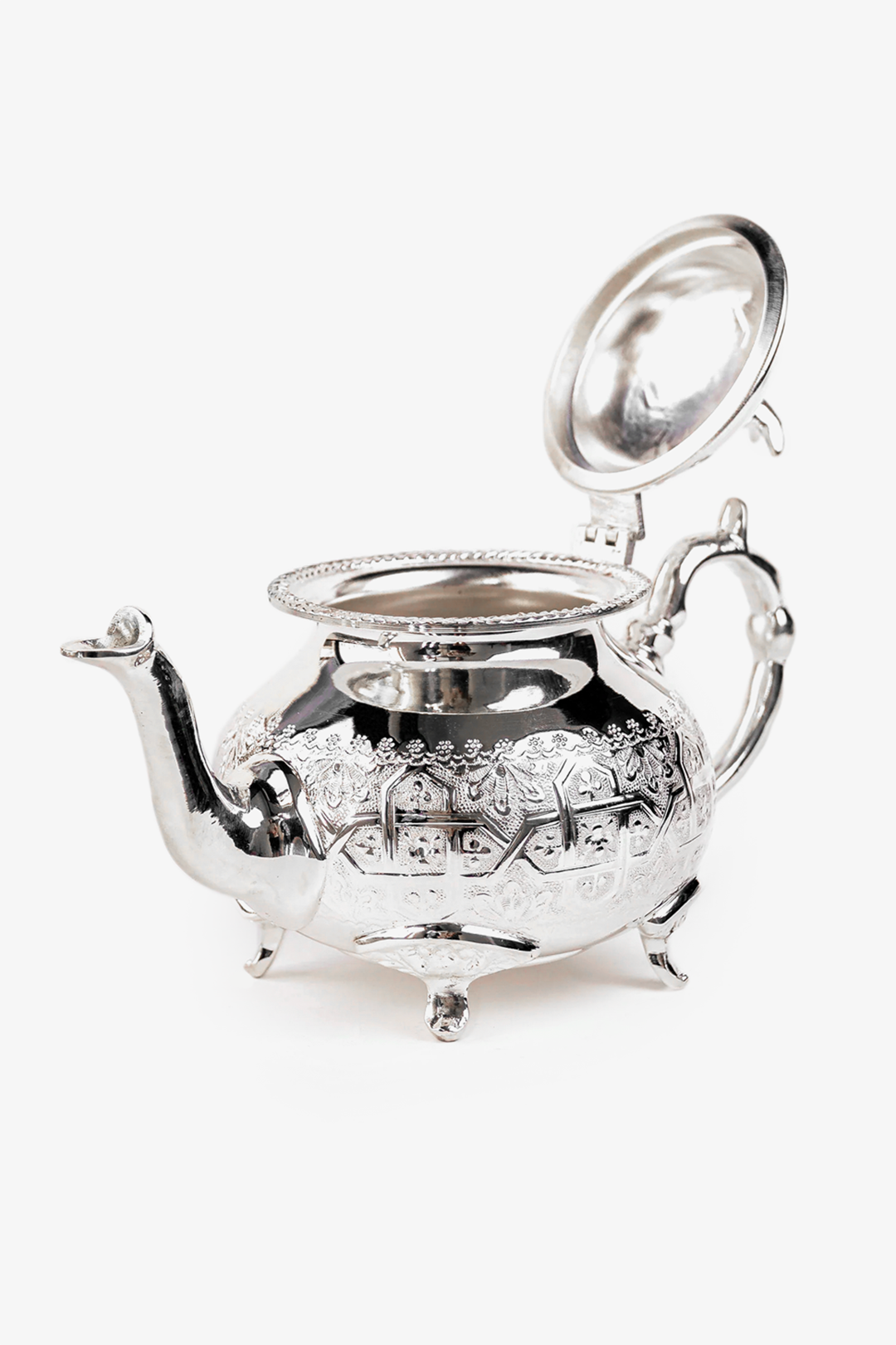 Sakr – Moroccan Silver Legs Teapot with Traditional Engravings