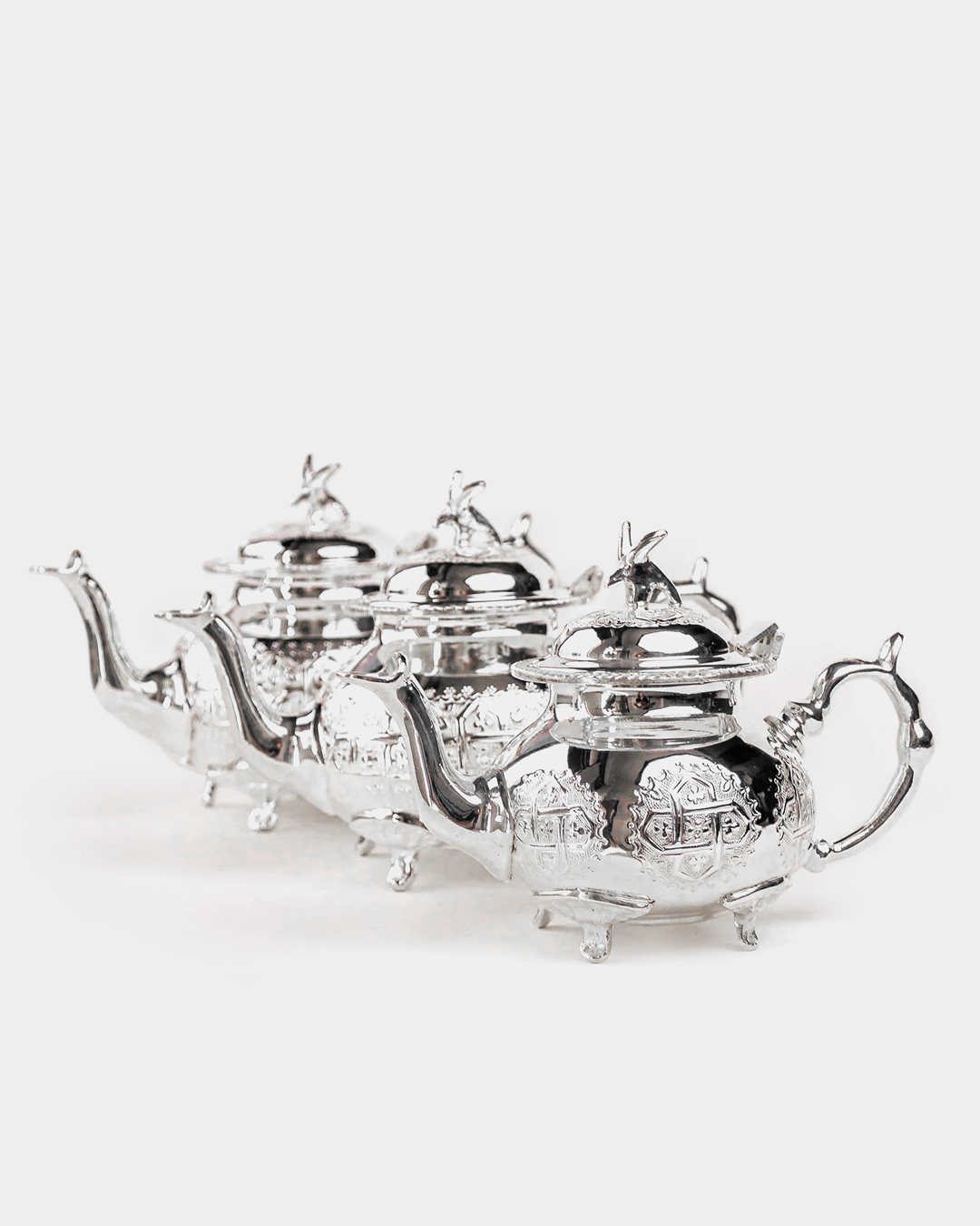 Moroccan Luxury Teapots in Silver with Legs