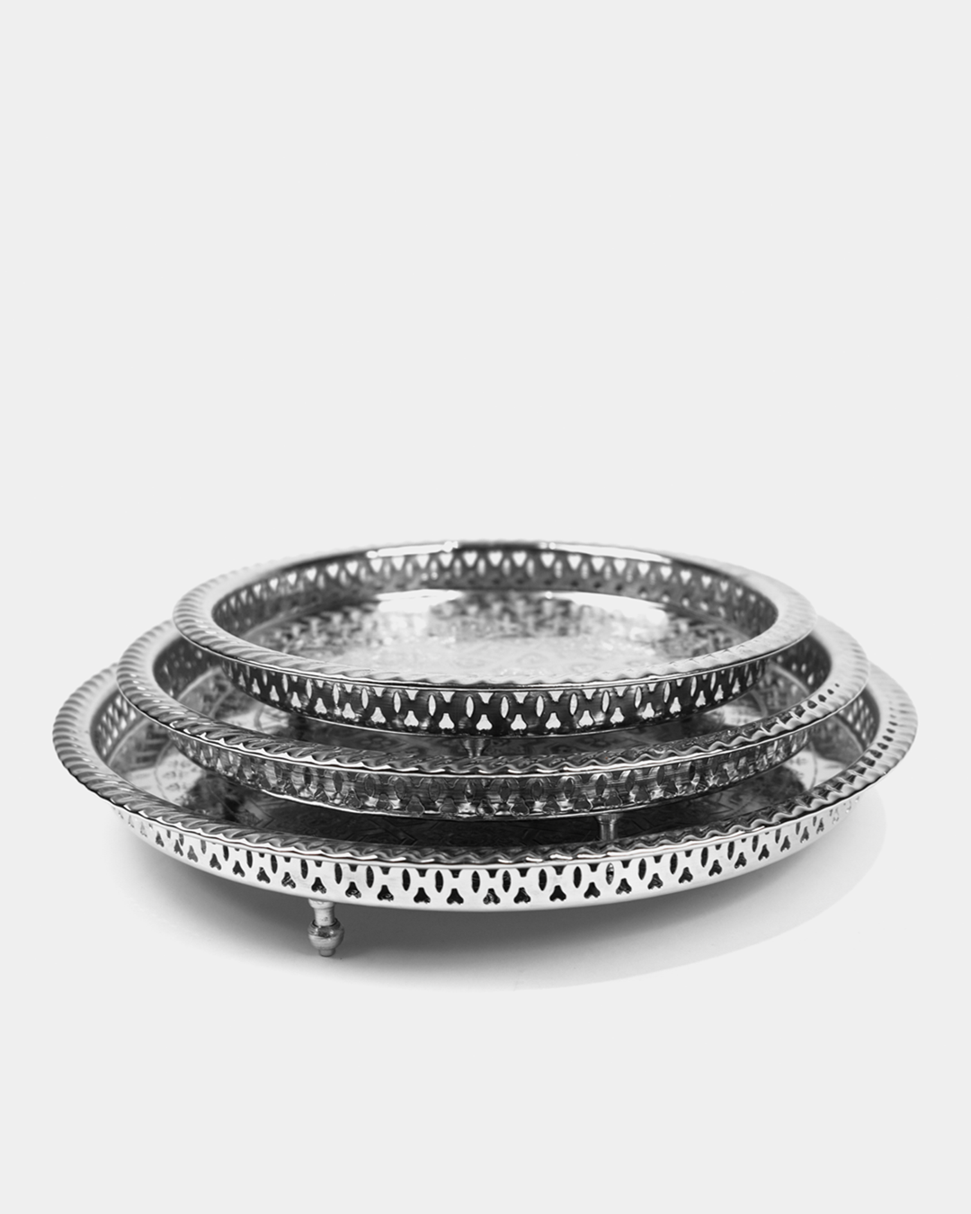 Moroccan Beldi Tray with Legs in Silver