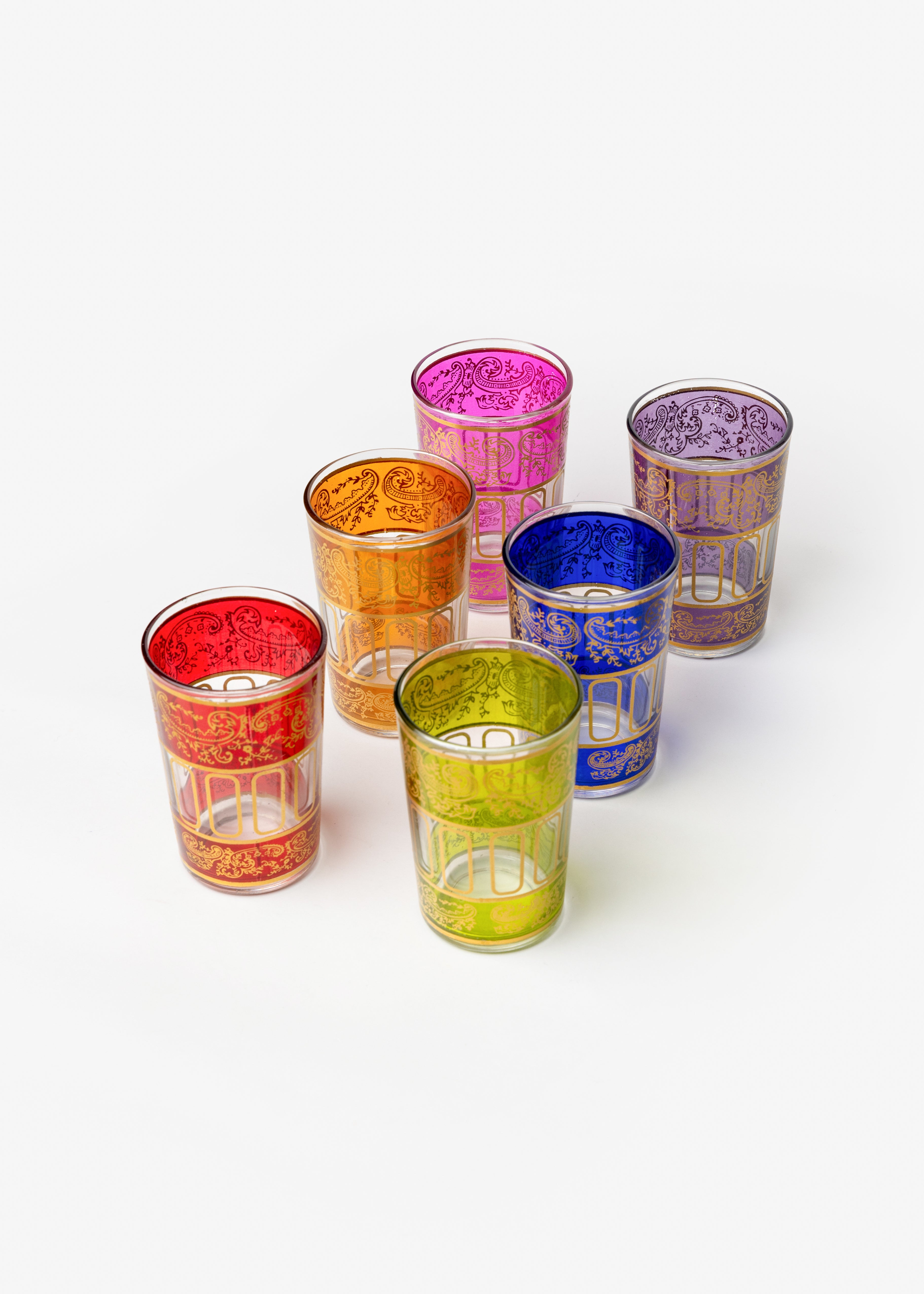 Set of 6 Moroccan Colorful Glasses