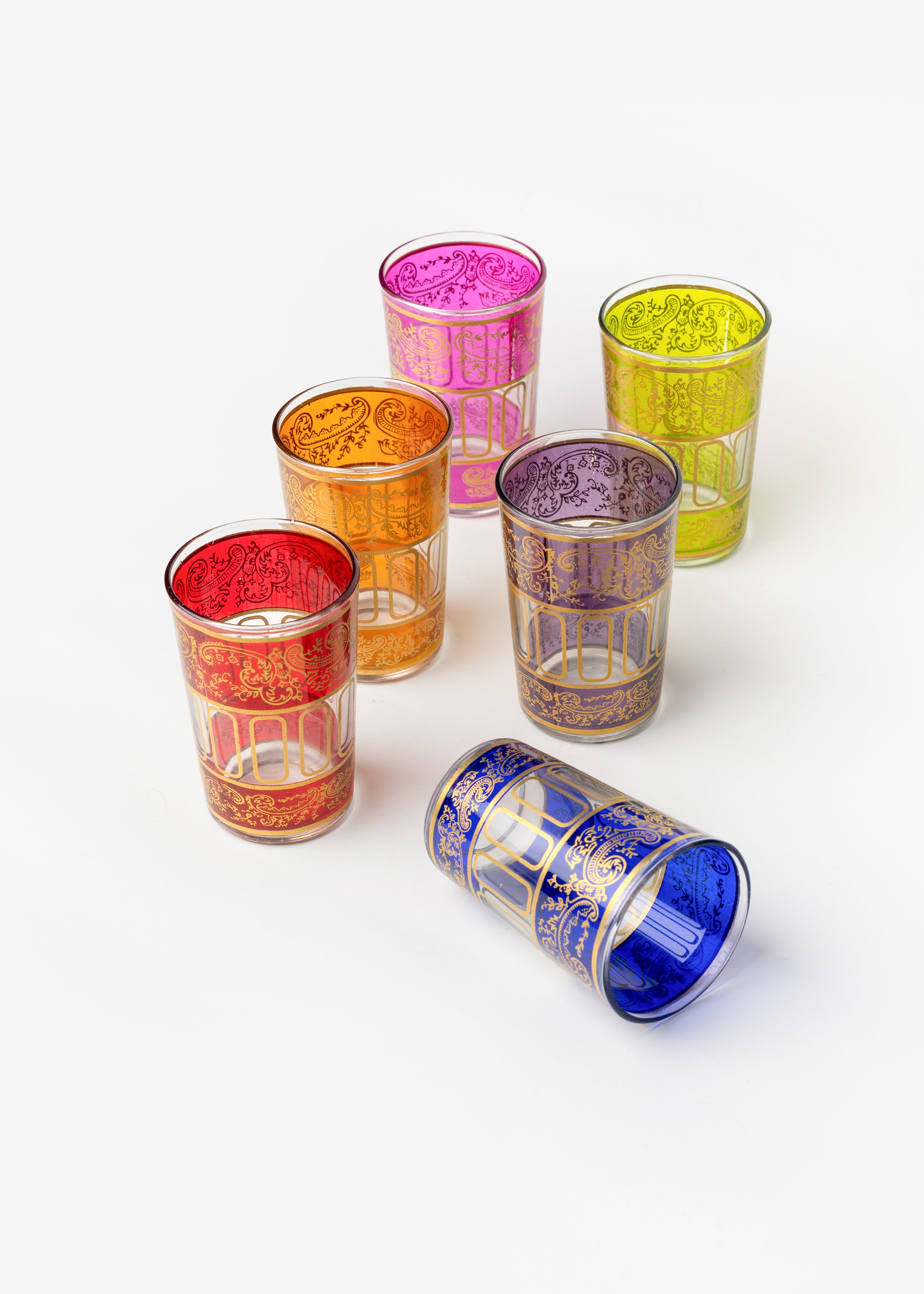 Set of 6 Moroccan Colorful Glasses