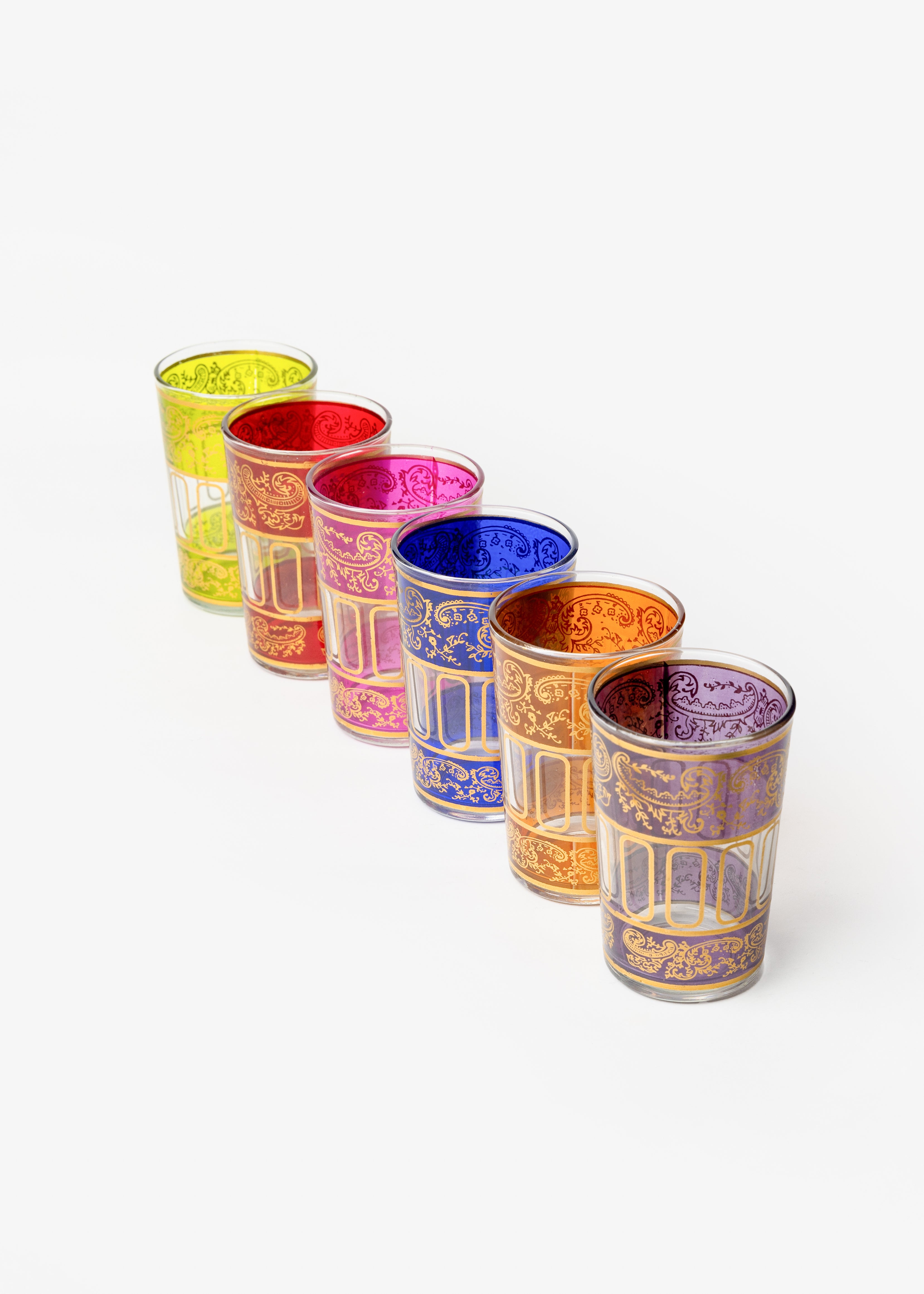 Set of 6 Moroccan Colorful Glasses