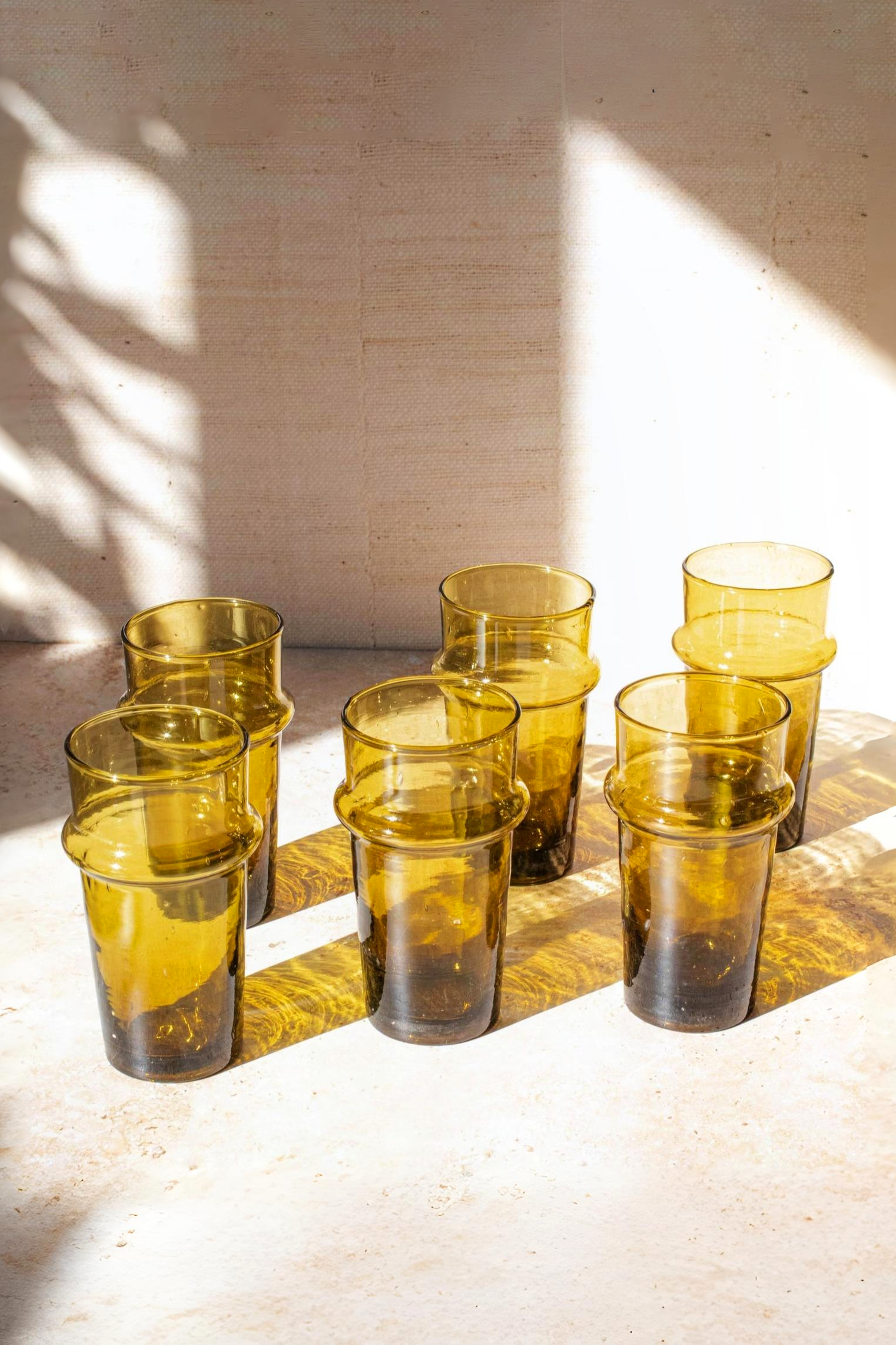 Set of 6 Moroccan Beldi Amber Glasses