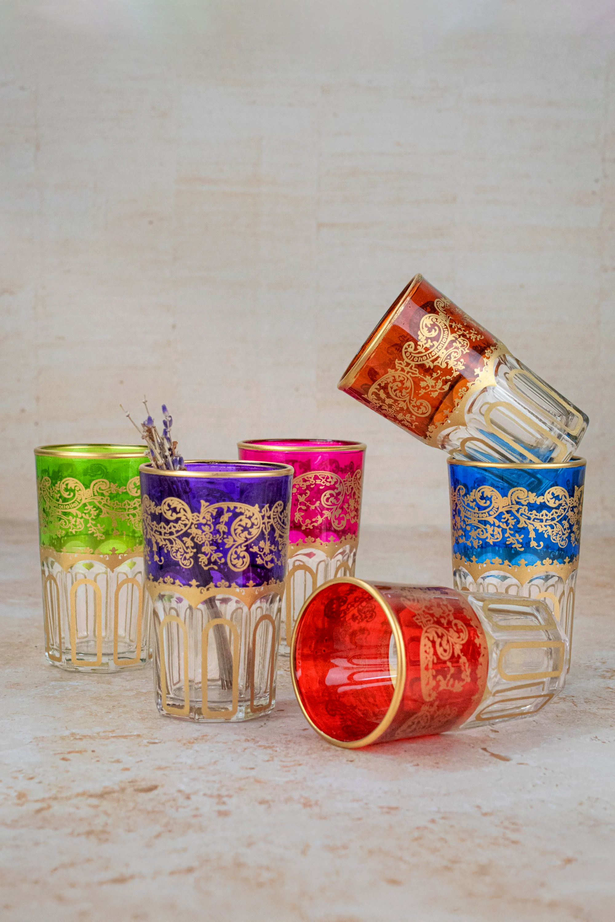 Set of 6 Colorful Glasses – Hand-painted Glassware