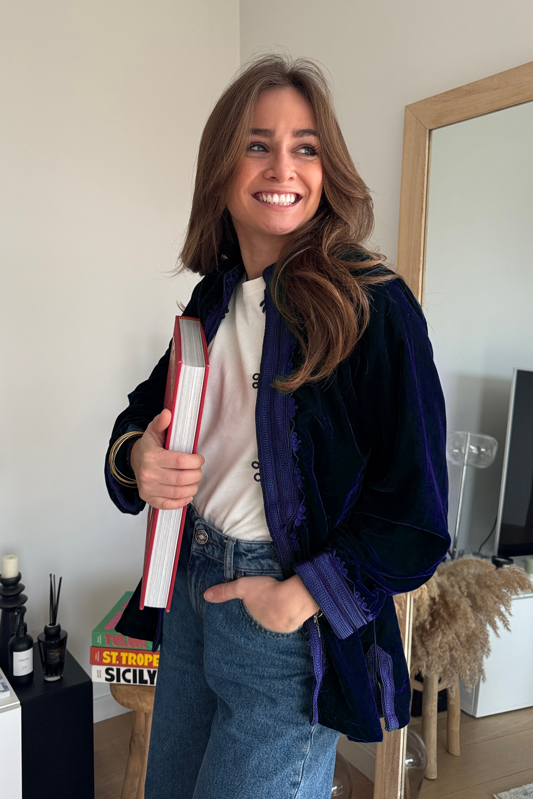 Velours Bleu Marine – Veste Bohème de Luxe