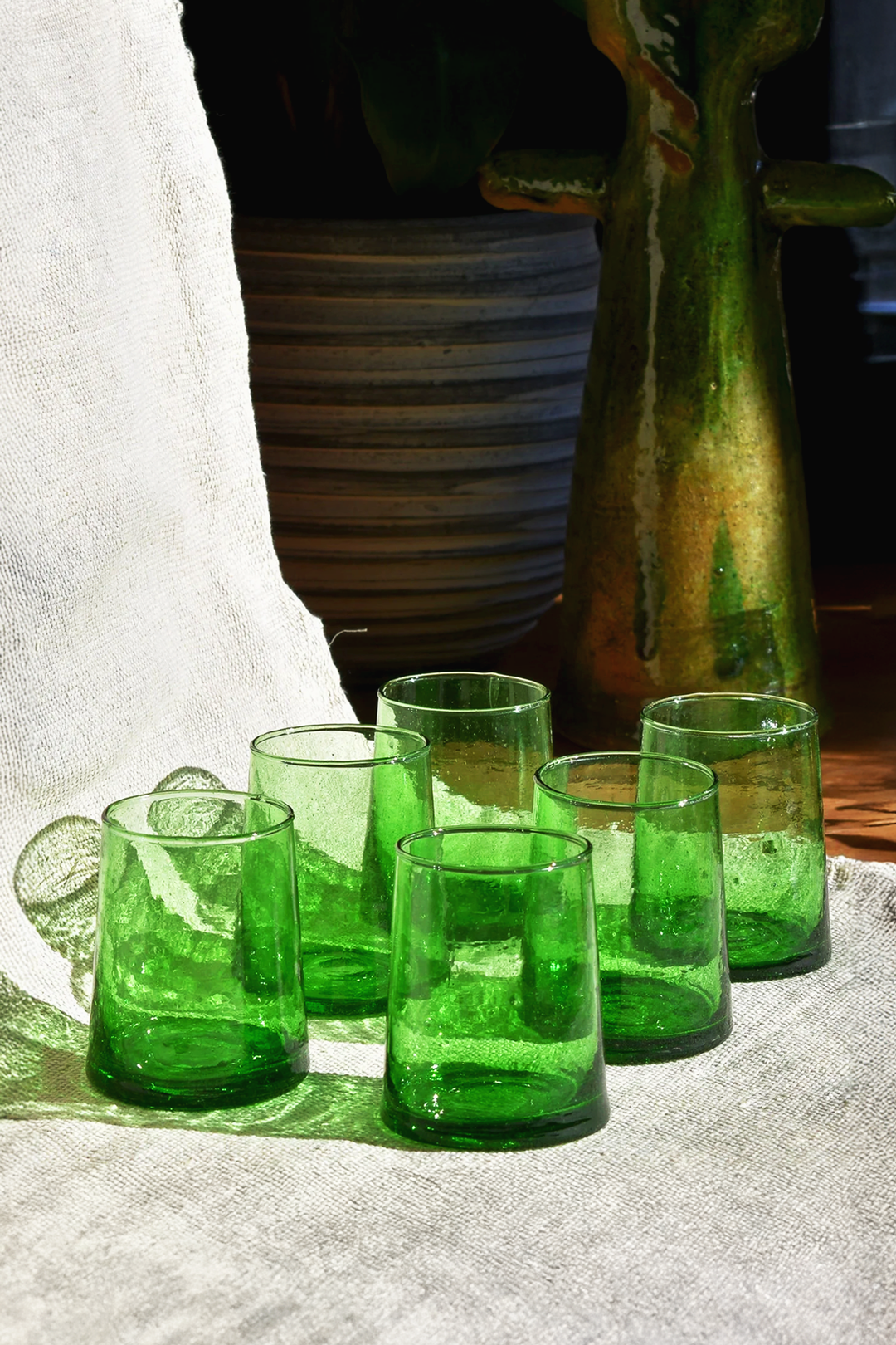 Talia Green – Set of 6 Green Moroccan Glasses