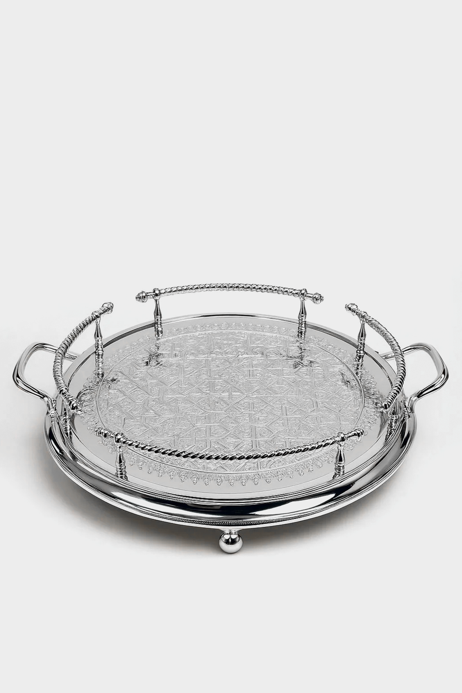 Moroccan Luxury Serving Tray in Silver