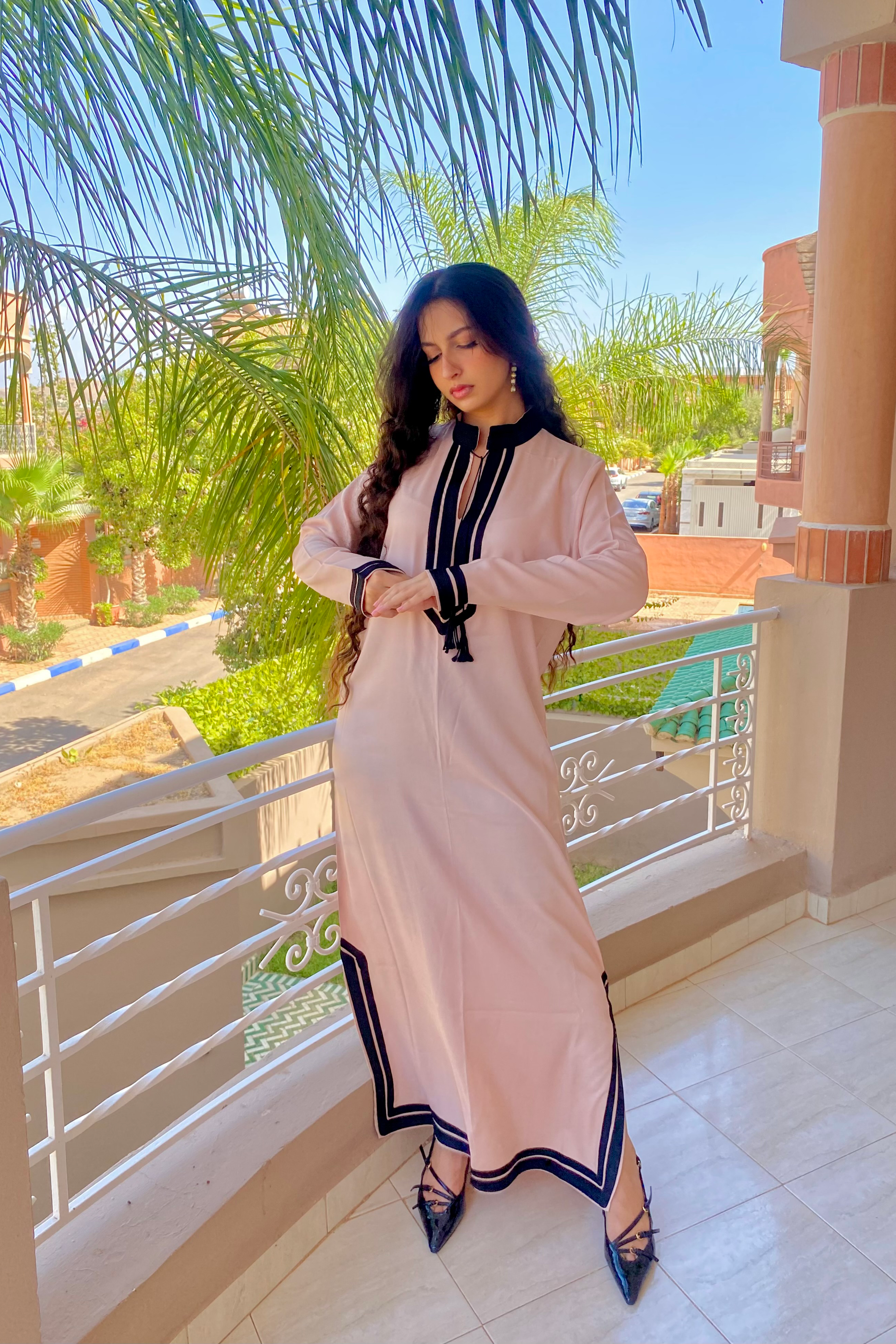 Kaftan – Chic Beige Tunic Dress with Long Sleeves