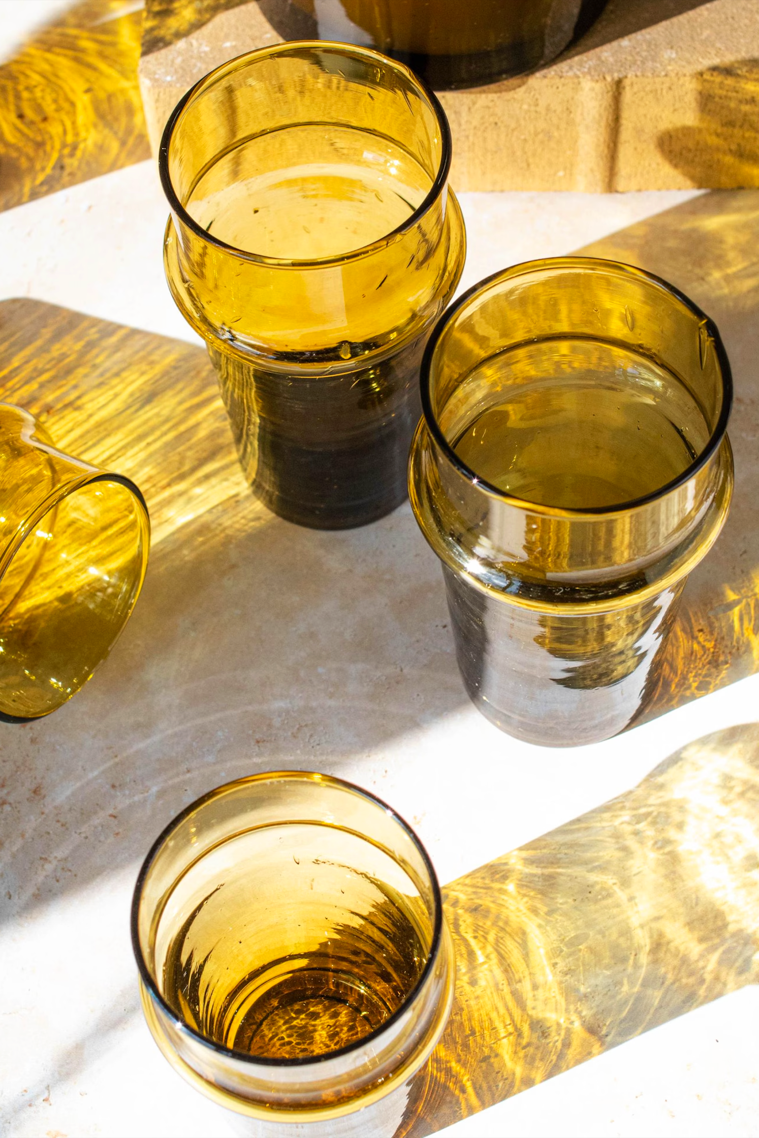 Set of 6 Moroccan Beldi Amber Glasses