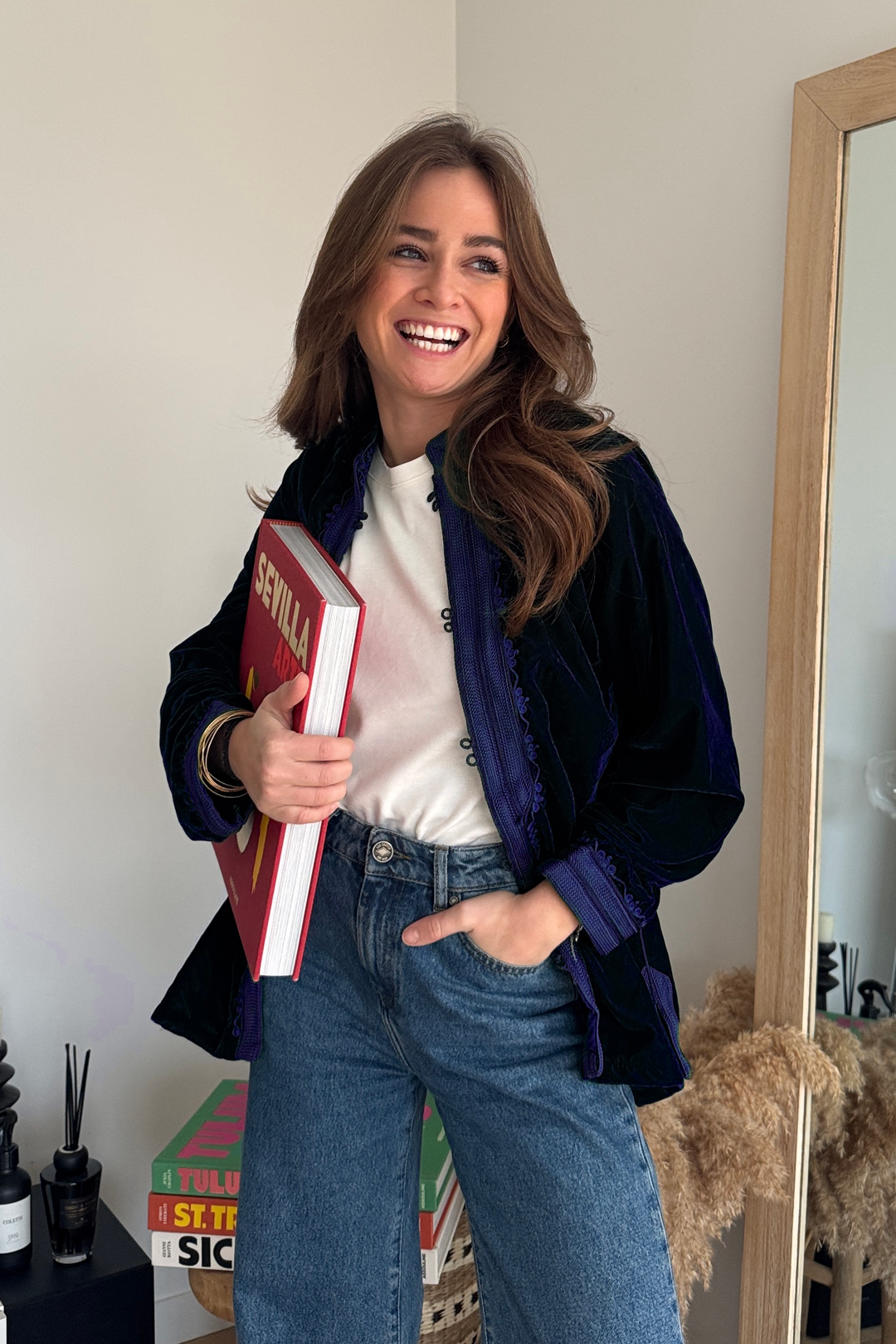 Velours Bleu Marine – Veste Bohème de Luxe