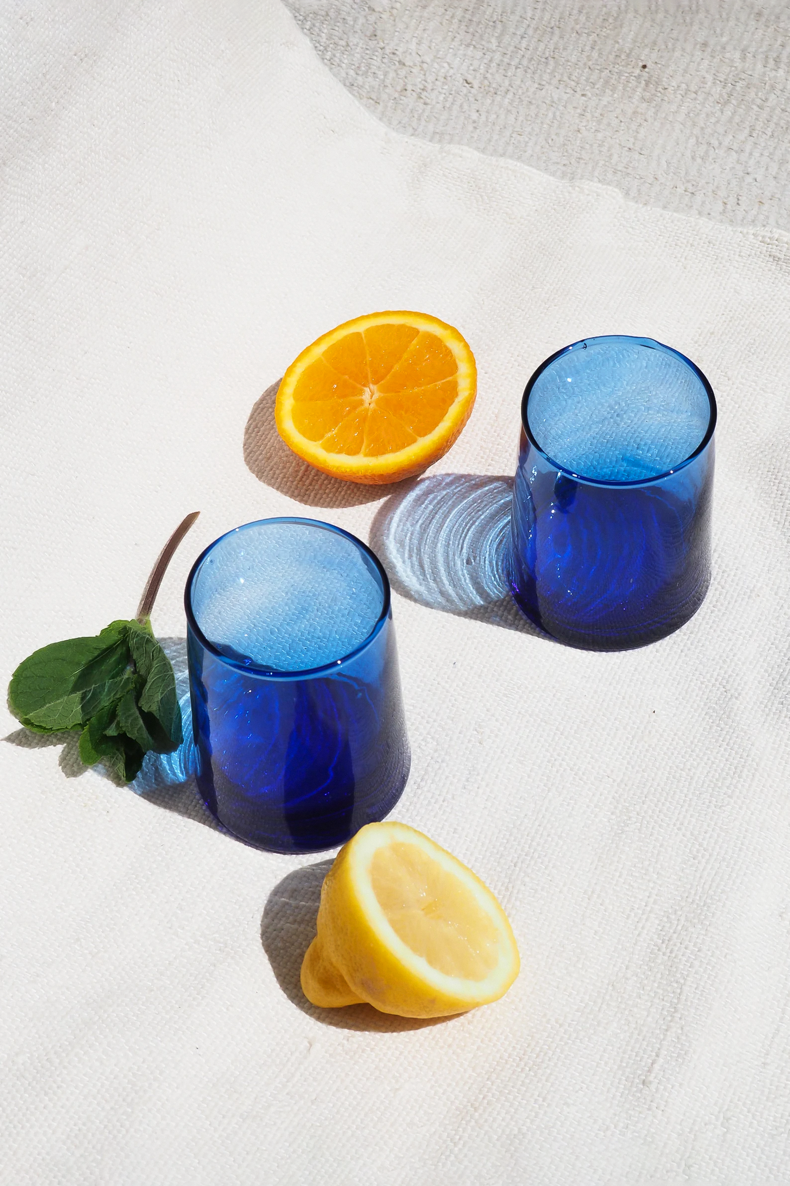 Set of 6 Moroccan Beldi Blue Tumbler Glass