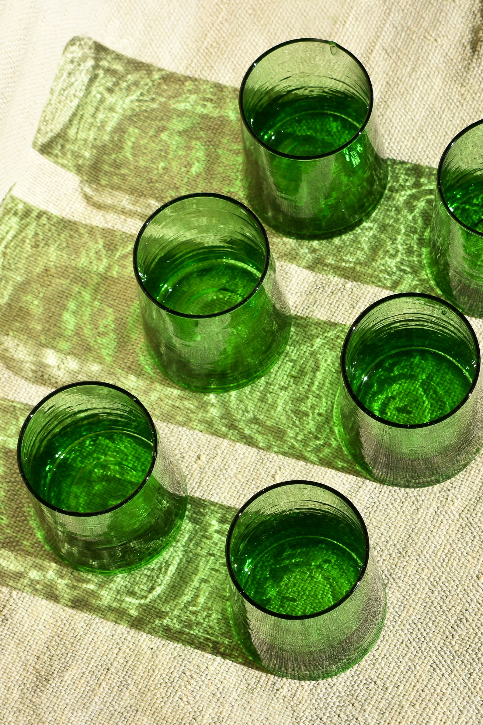 Set of 6 Moroccan Beldi Green Tumbler Glass