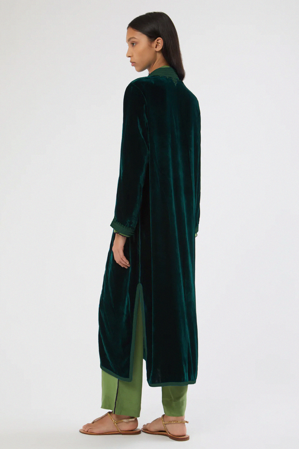 Velours – Manteau Bohème aux aux Broderies Ton sur Ton