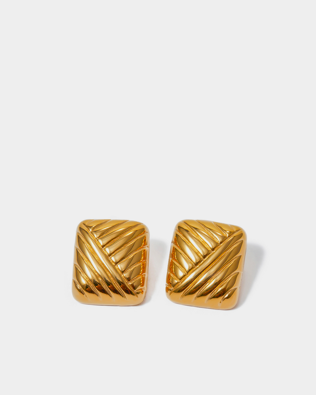 Chic Golden Square Woven Earrings